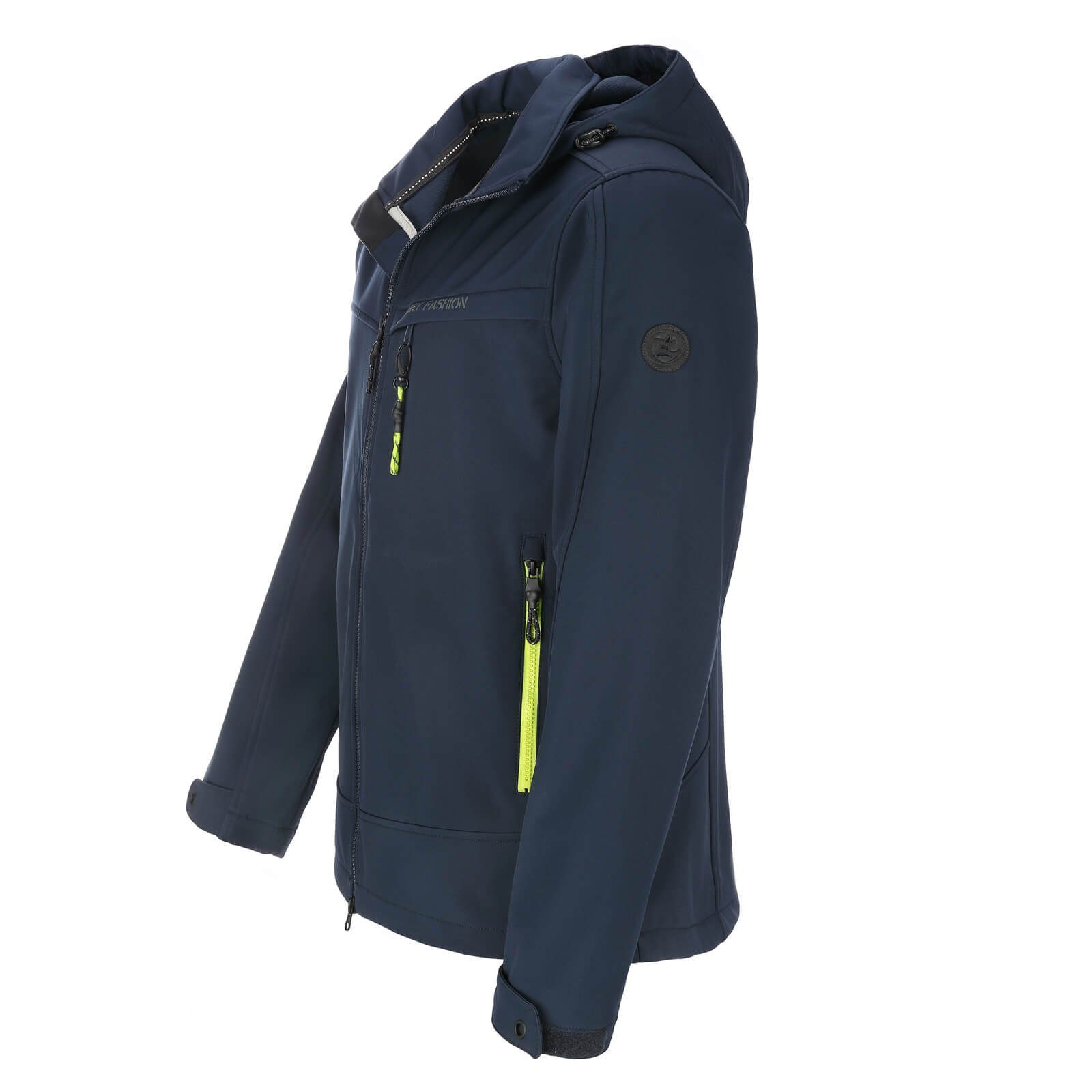 Dry Fashion Kapuze - Outdoor-Jacke Abnehmbare navy Flensburg Herren Fleece-Innenfutter Softshelljacke