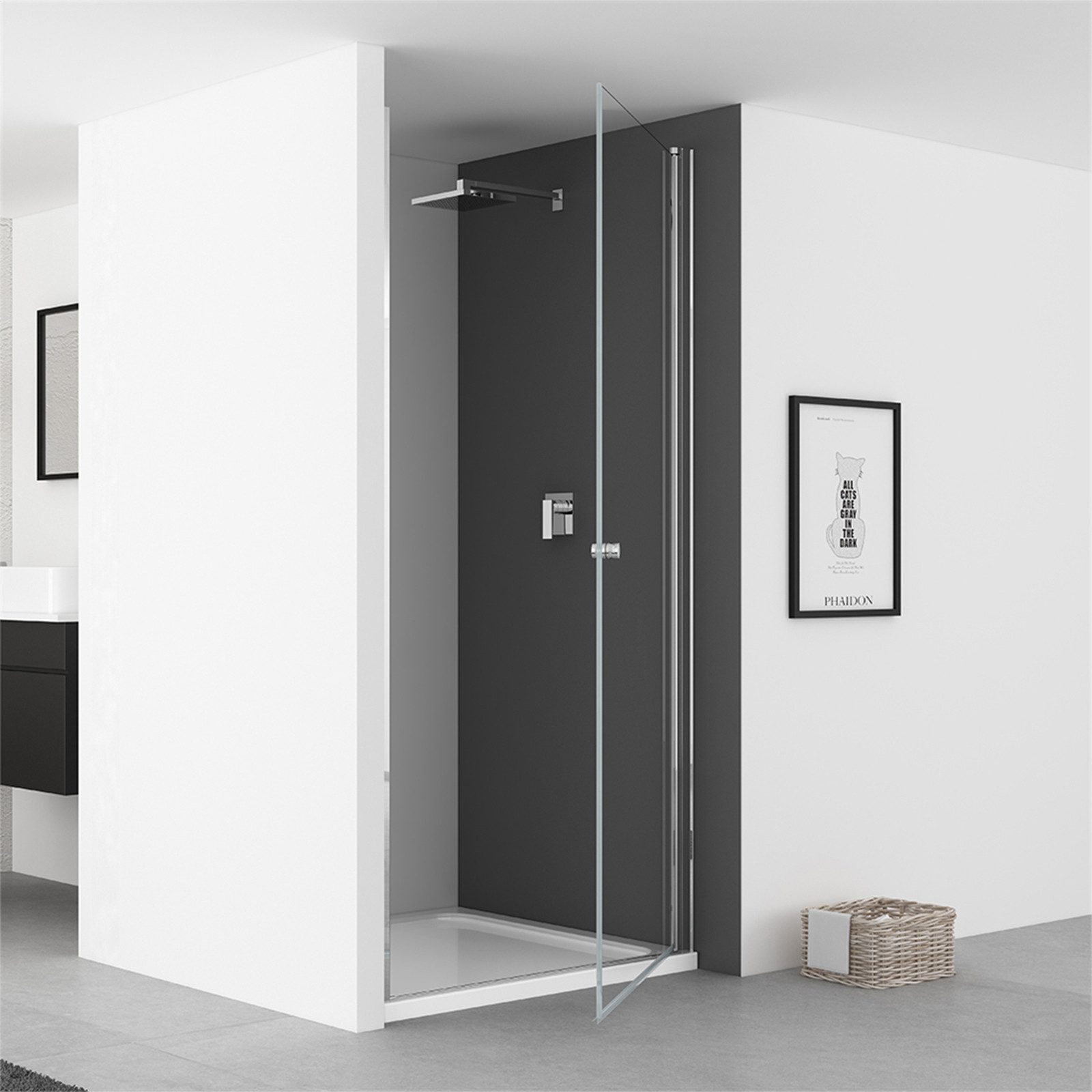 IMPTS Dusch-Drehtür Duschtür für Nischen, Pendeltür Dusche, 70x185 cm, Sicherheitsglas, (Set, 1-St., Set-Info mit hochwertigen Aluminiumprofilen in Chrome) Klarglas,mit 20mm Verstellbereich,links und rechts montierbar