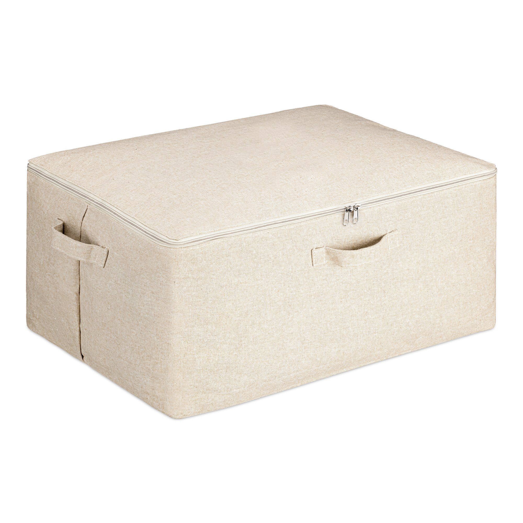 Navaris Aufbewahrungsbox XL Aufbewahrungstasche faltbar - Bettwäsche  Kleidung - beige