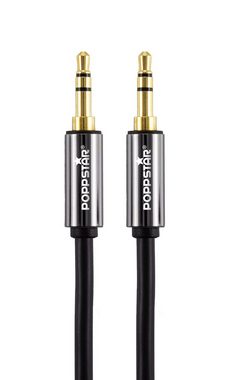 Poppstar Klinkenkabel vergoldet mit 3,5mm Klinke Audio-Kabel, 3,5-mm-Klinke, (100 cm), für Lautsprecher Kopfhörer Smartphone Auto Radio