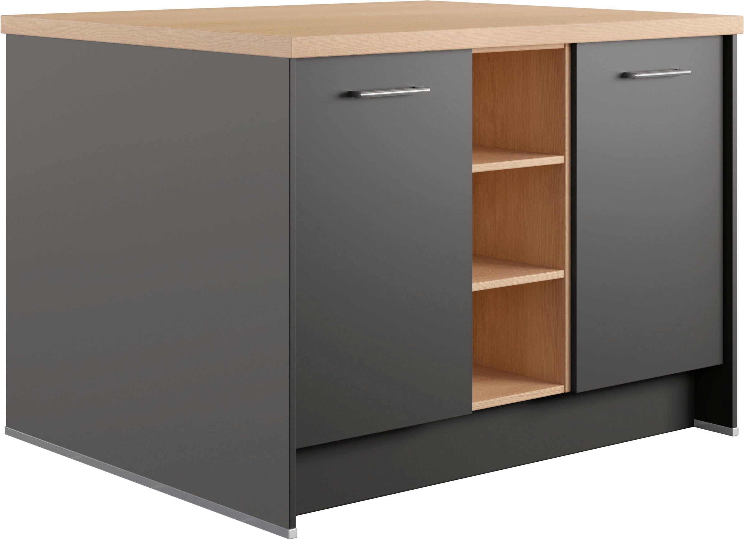 IMPULS KÜCHEN Kücheninsel Kopenhagen, flexibel stellbar, Schubkästen mit Soft-Close, (Set), vormontiert, mit Stauraum auf beiden Seiten, Breite 123 cm