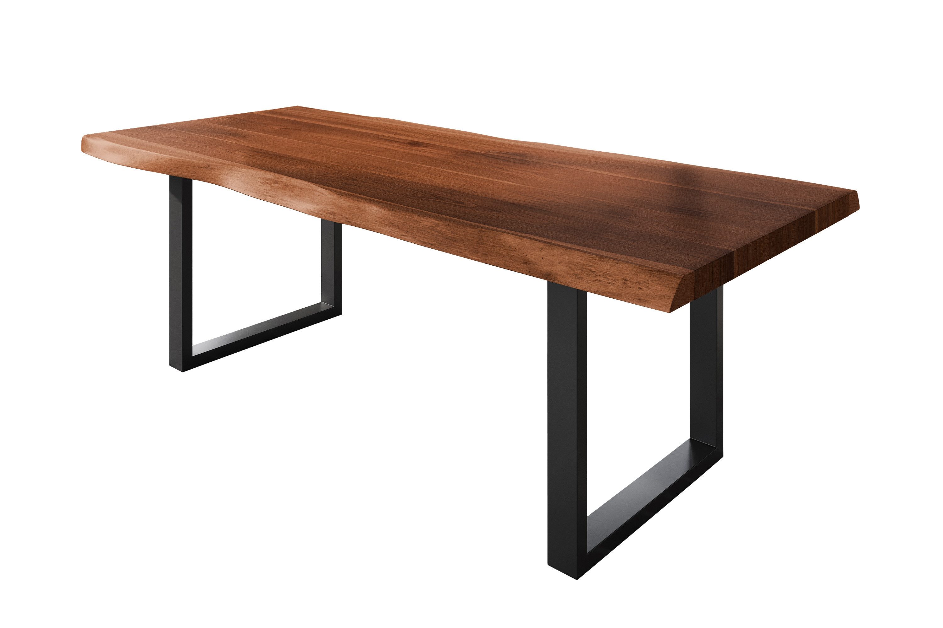 Loreno® Baumkantentisch Titan, Akazienholz, Baumkante, Metallgestell U-Form, bis 4 Meter lieferbar