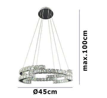 Lewima LED-Hängeleuchte Glas Kristall rund, Ø45cm Silber verspiegelt Hängelampe, Design Deckenlampe Dimmbar, Warmweiß / Kaltweiß einstellbar, mit Fernbedienung und Speicherfunktion, Lampe Leuchte