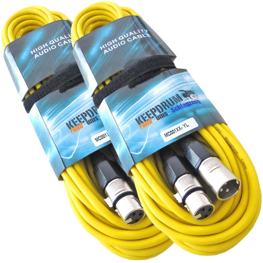 keepdrum keepdrum 6m MC-001XX YW Mikrofonkabel XLR Gelb 2 Stück Audio-Kabel, XLR, (600 cm), 2 x XLR-Kabel Gelb 6 m