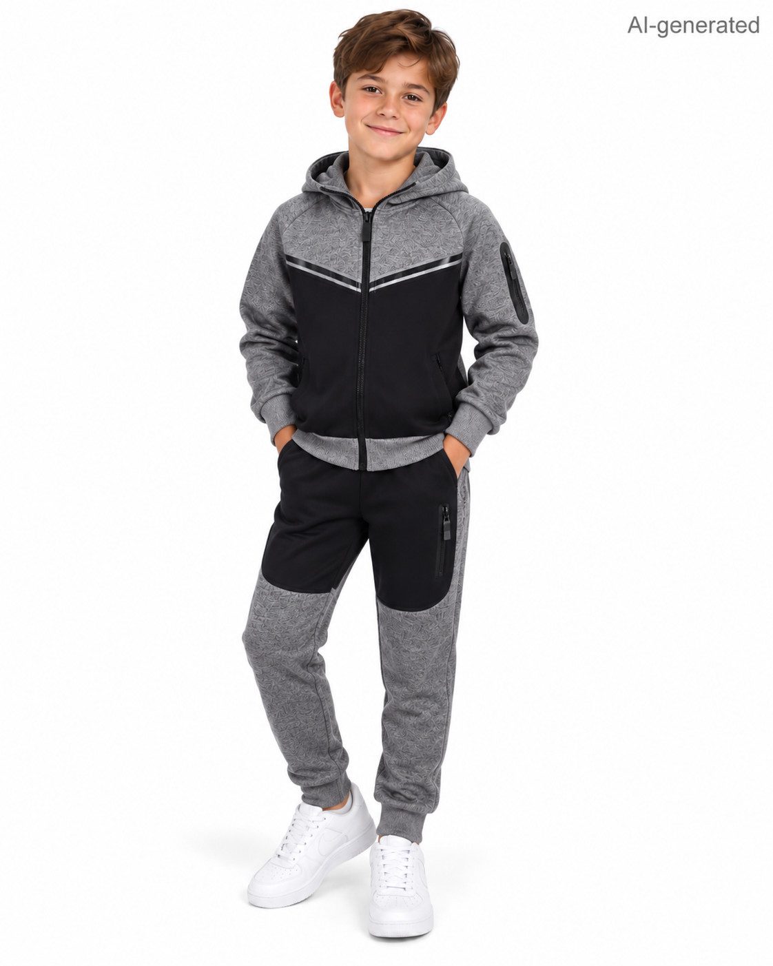 Fashion Boy Trainingsanzug Freizeitanzug 2-teilig – sportlicher Trainingsanzug mit Kapuze JF3668e (Set, Kapuzenjacke und passender Jogginghose)