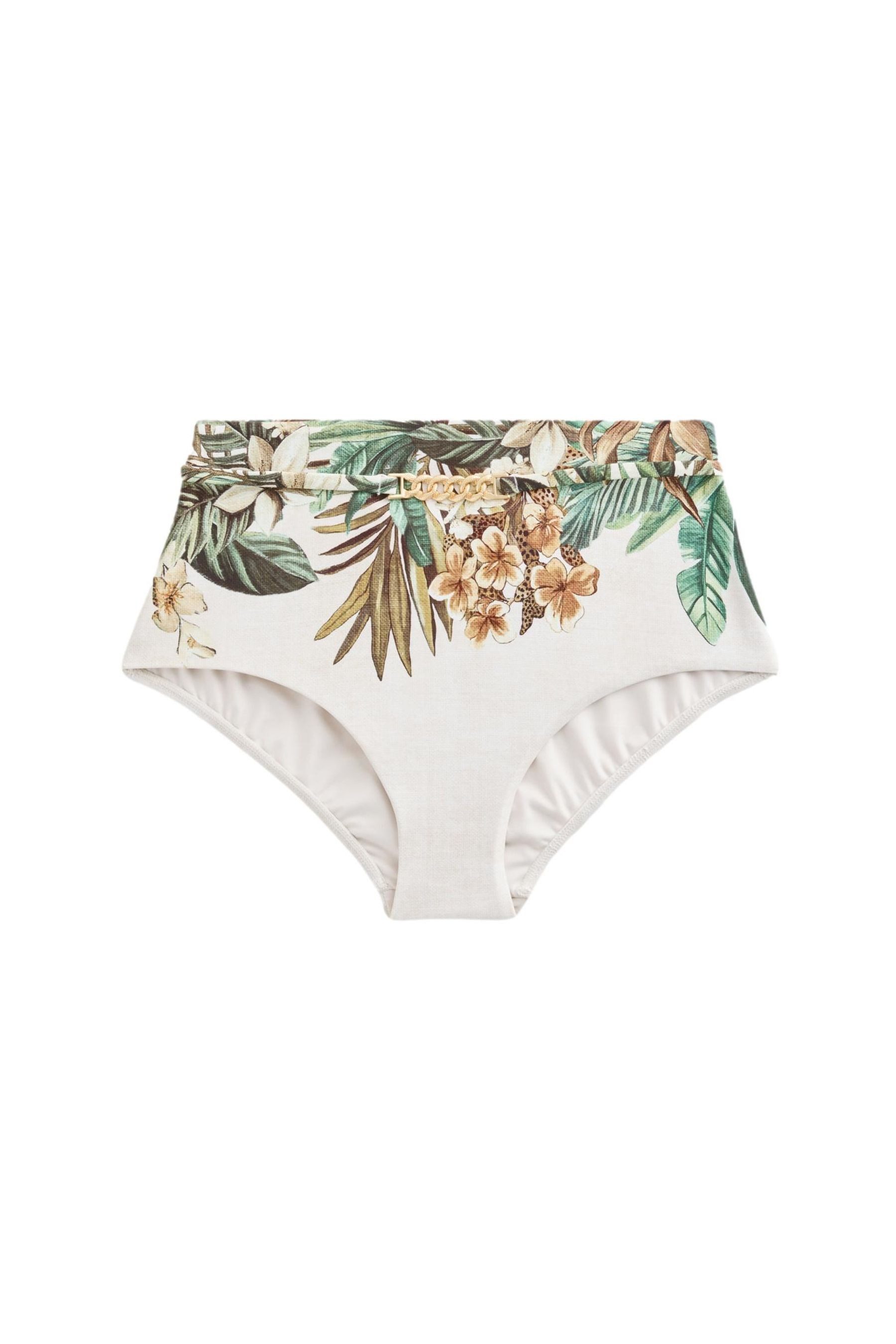 Highwaist-Bikini-Hose Bikinihose mit hohem Bund und Gürtel