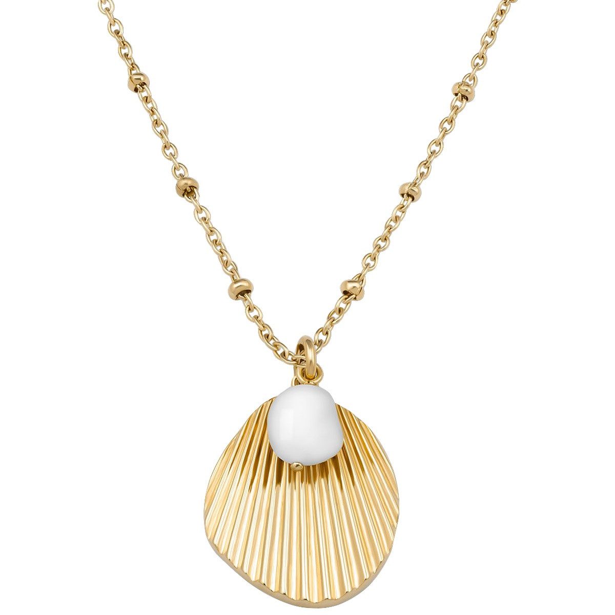 ROSEFIELD Kette mit Anhänger Damen-Goldfarben Muschel & Perle