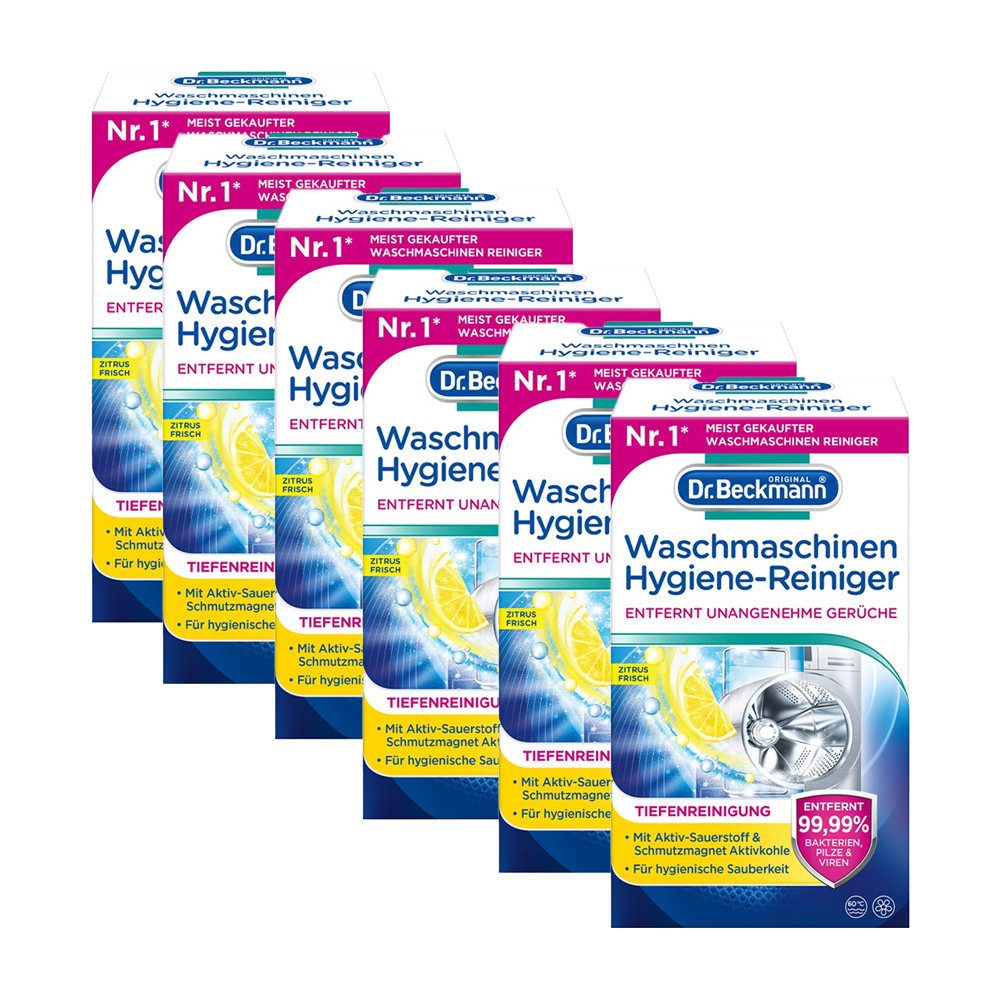 Dr. Beckmann 6 x Dr. Beckmann Waschmaschinen Hygiene-Reiniger Zitrusduft je 250 g Waschmaschinenpflege