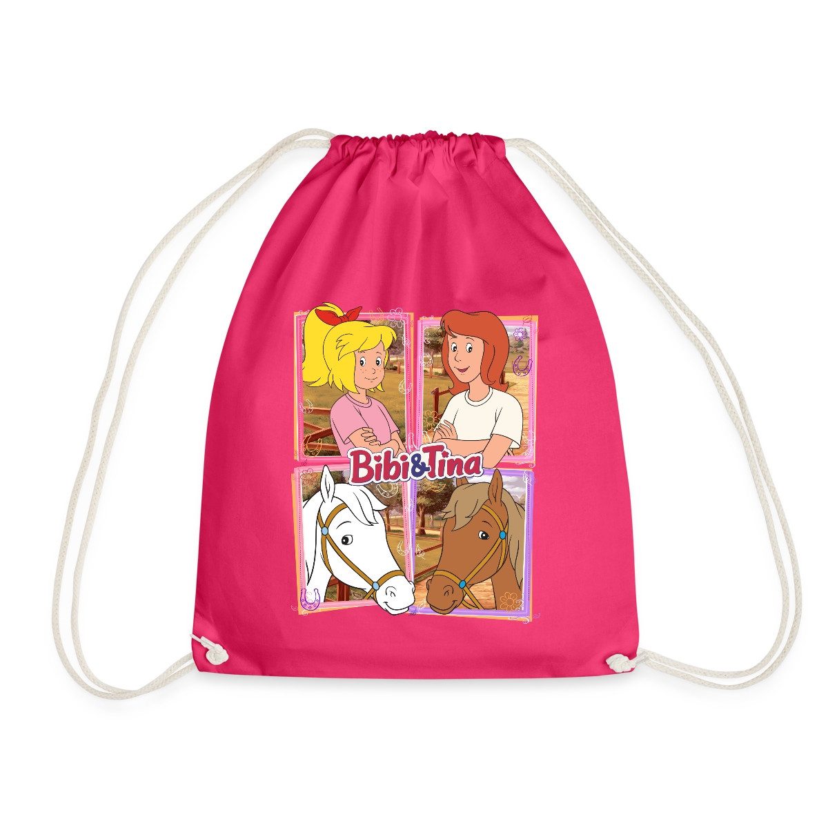 Spreadshirt Turnbeutel Bibi Und Tina Mit Amadeus Und Sabrina Kachelmotiv Turnbeutel (1-tlg)