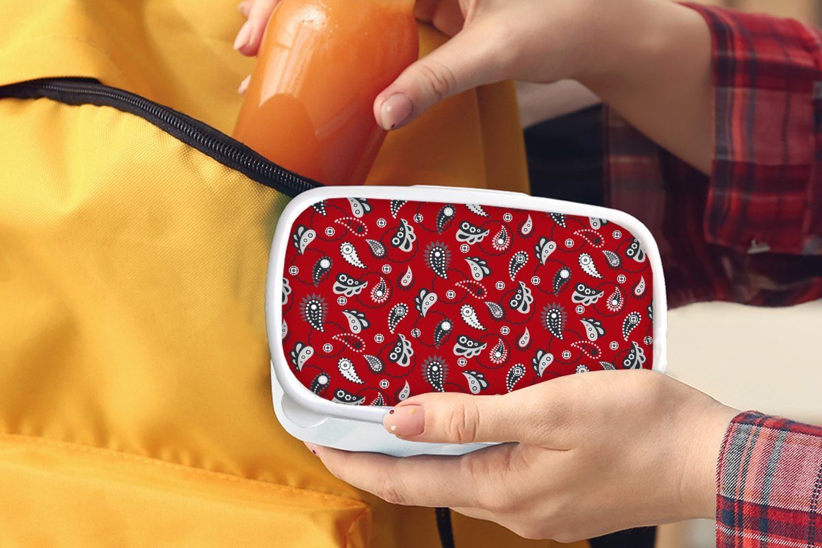 Retro - - weiß für und Kopftuch Brotbox Lunchbox (2-tlg), und Kunststoff, für Mädchen - Design, Erwachsene, Kinder Flora MuchoWow Brotdose, Jungs