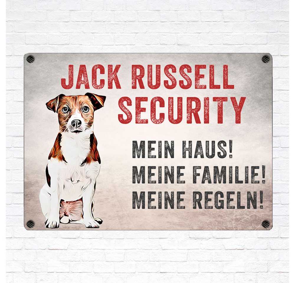 Thumbnail - Cadouri Warnschild Hundewarnschild 'Jack Russell Security' Hinweisschild, (1 St., Metallschild mit vier vorgebohrten Löc...