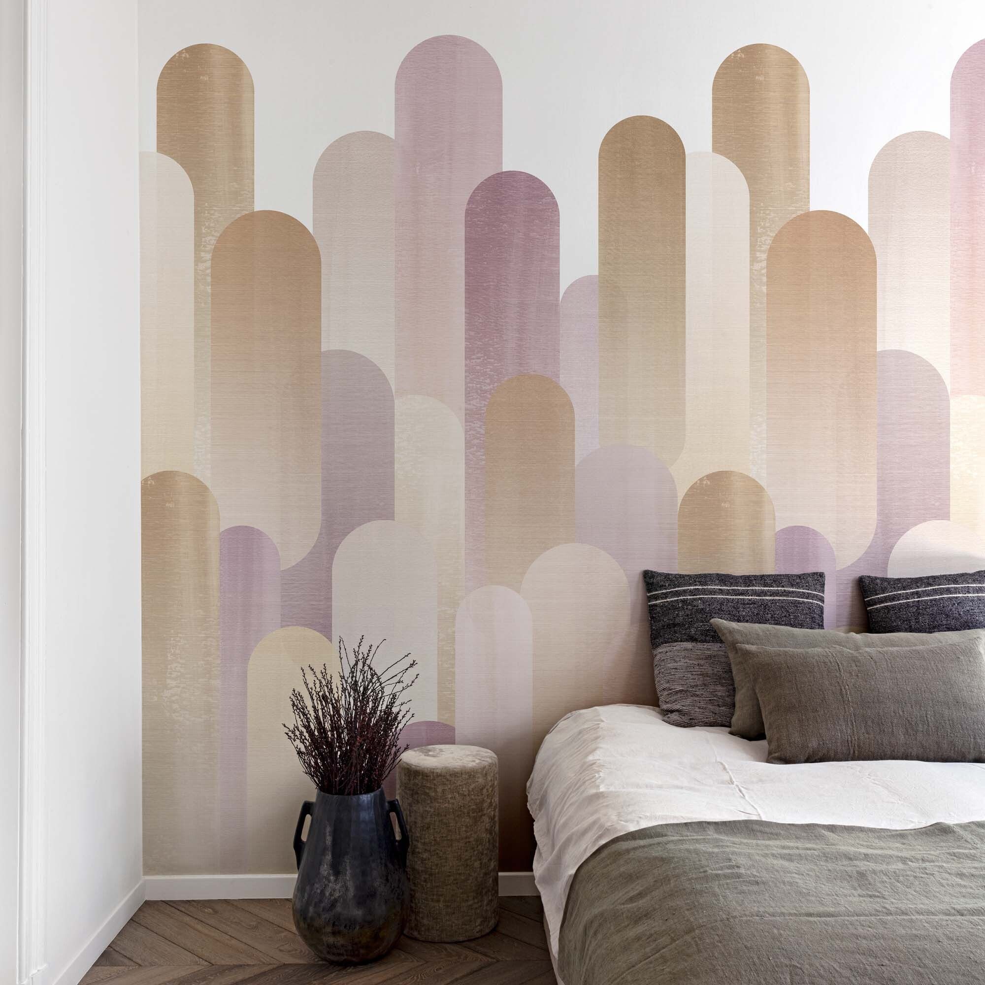 Rasch Fototapete Eleganz in goldenen Formen - Roomblush Ovals RB477 - 2,80m x 1,50m, glatt, Elegant, Retro, Modern, (1 St), Eleganz durch runde Formen