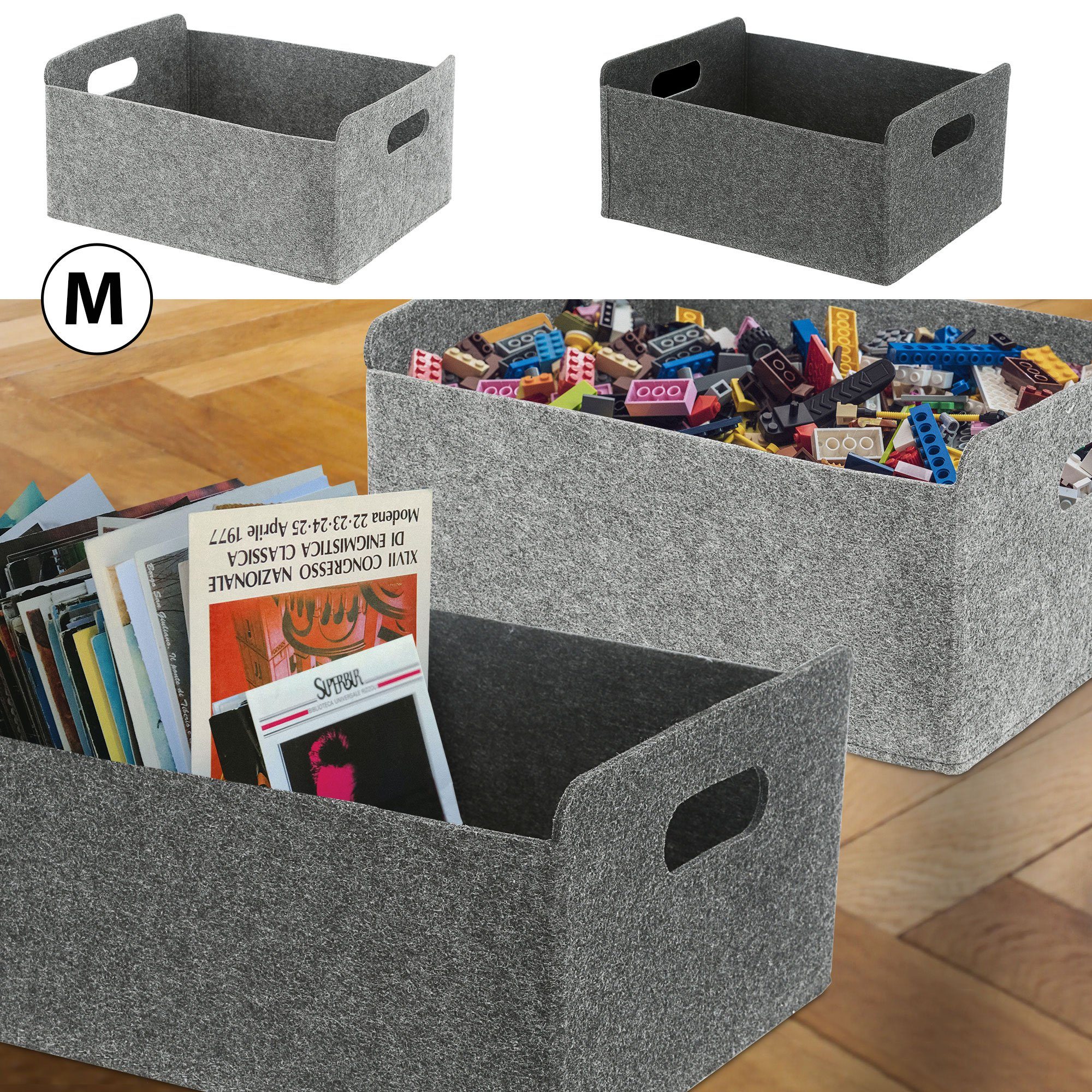 CEPEWA Aufbewahrungskorb Aufbewahrungsbox 2er Set Filz hellgrau dunkelgrau günstig online kaufen