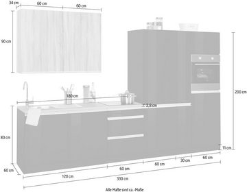 HELD MÖBEL Küchenzeile Ohio, ohne E-Geräte, Breite 330 cm