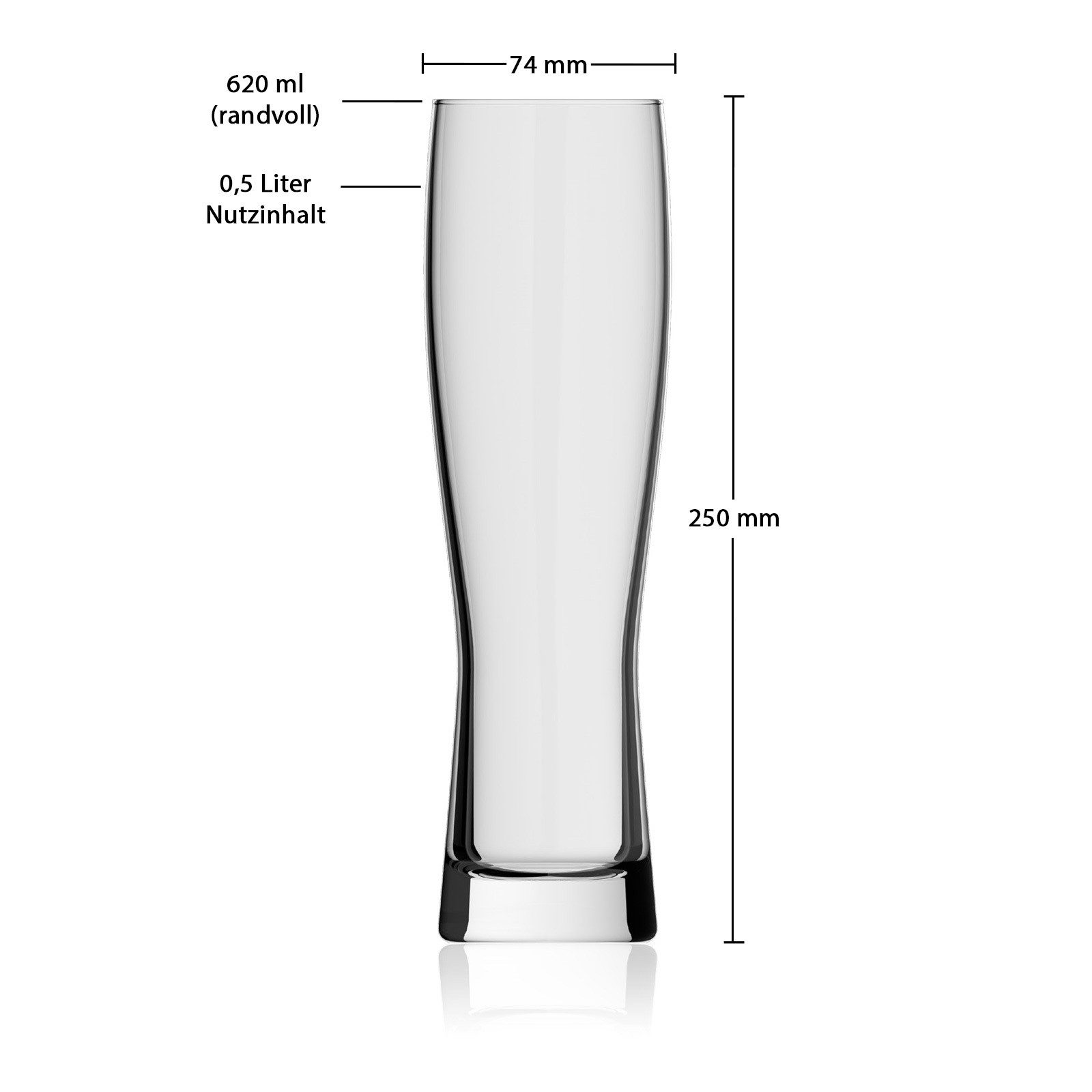 rastal Bierglas Monaco Slim Weizenbiergläser 0,5 l 6er Set, 6-tlg., Glas