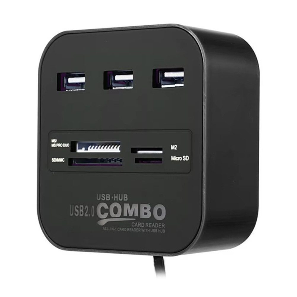 Bolwins Speicherkartenleser H31C USB 2.0 3 Port HUB Verteiler Splitter Adapter Kartenleser für PC, integrierter Kartenleser USB-Hub-Funktion Überspannungsschutz – Bild 4 von 5