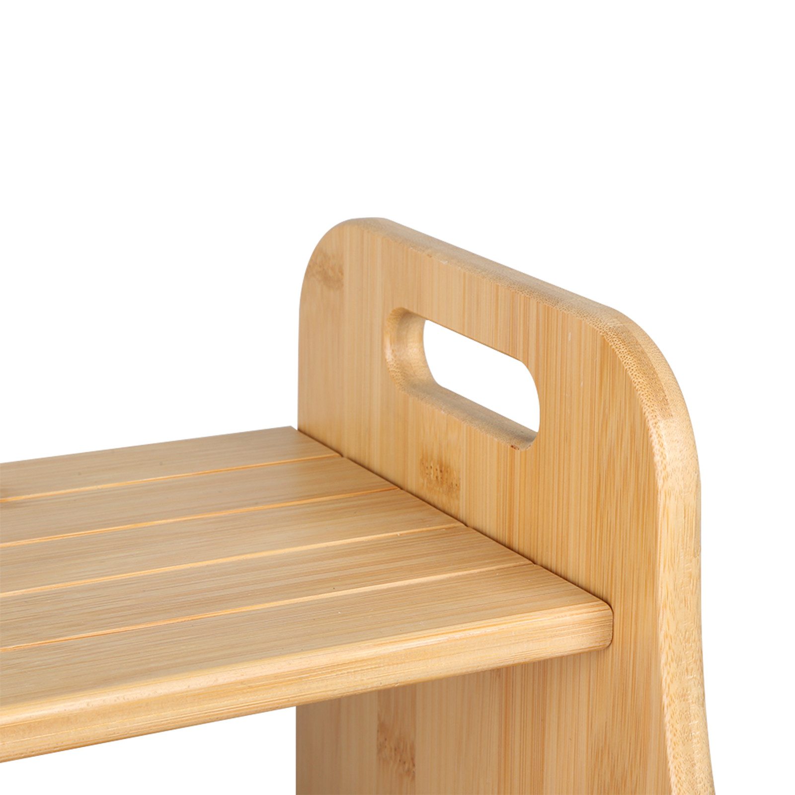 JEOBEST Tritthocker Zweistufiger Tritthocker aus Bambus, Kindertreppchen Schemel, Toilettenhocker, 2 Stufen, rutschfest, mit 2 Griffen – Bild 5 von 5