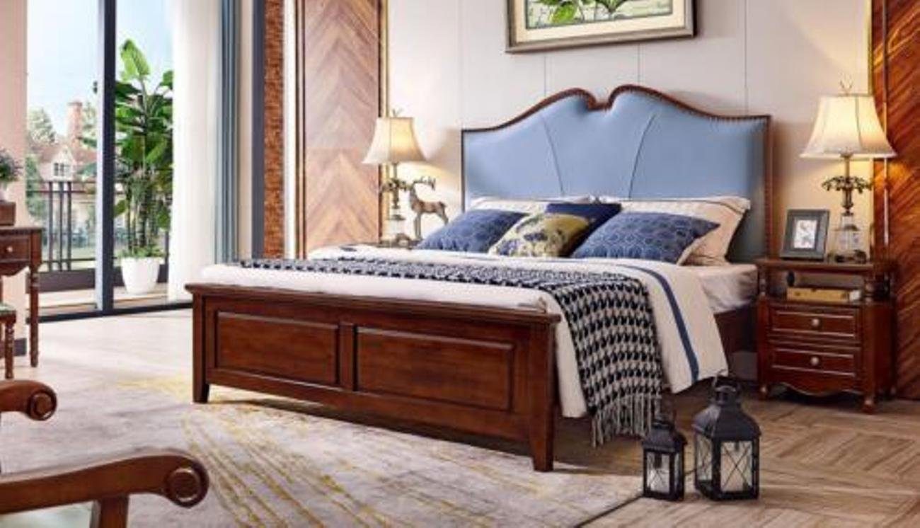 JVmoebel Bett, Doppelbett Luxus Schlafzimmer Holz Bett Polster Bettrahmen Möbel