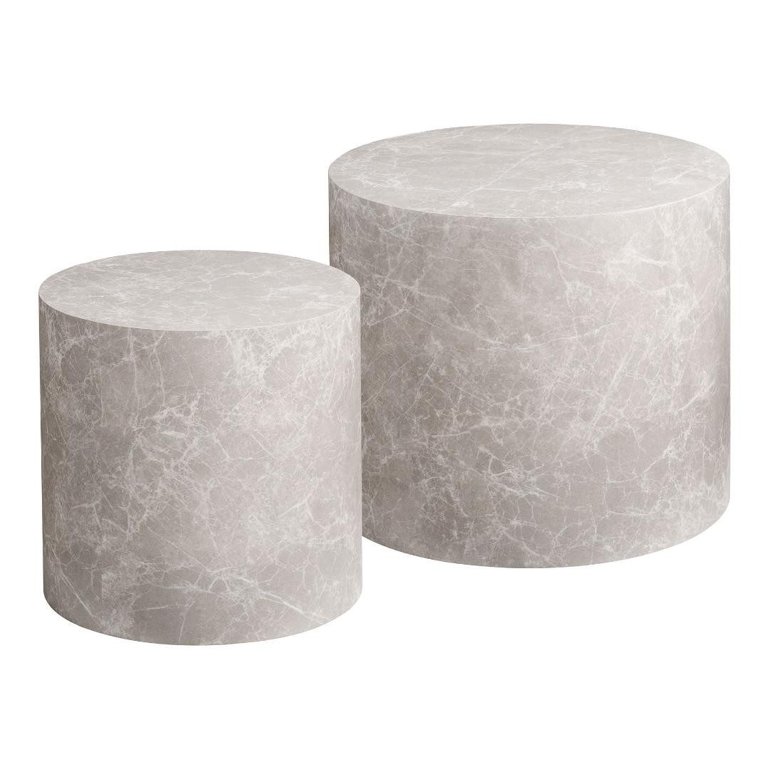 House Nordic Couchtisch Nuuk Couchtisch Set mit 2 Marmor Dekor beige. (2-St)