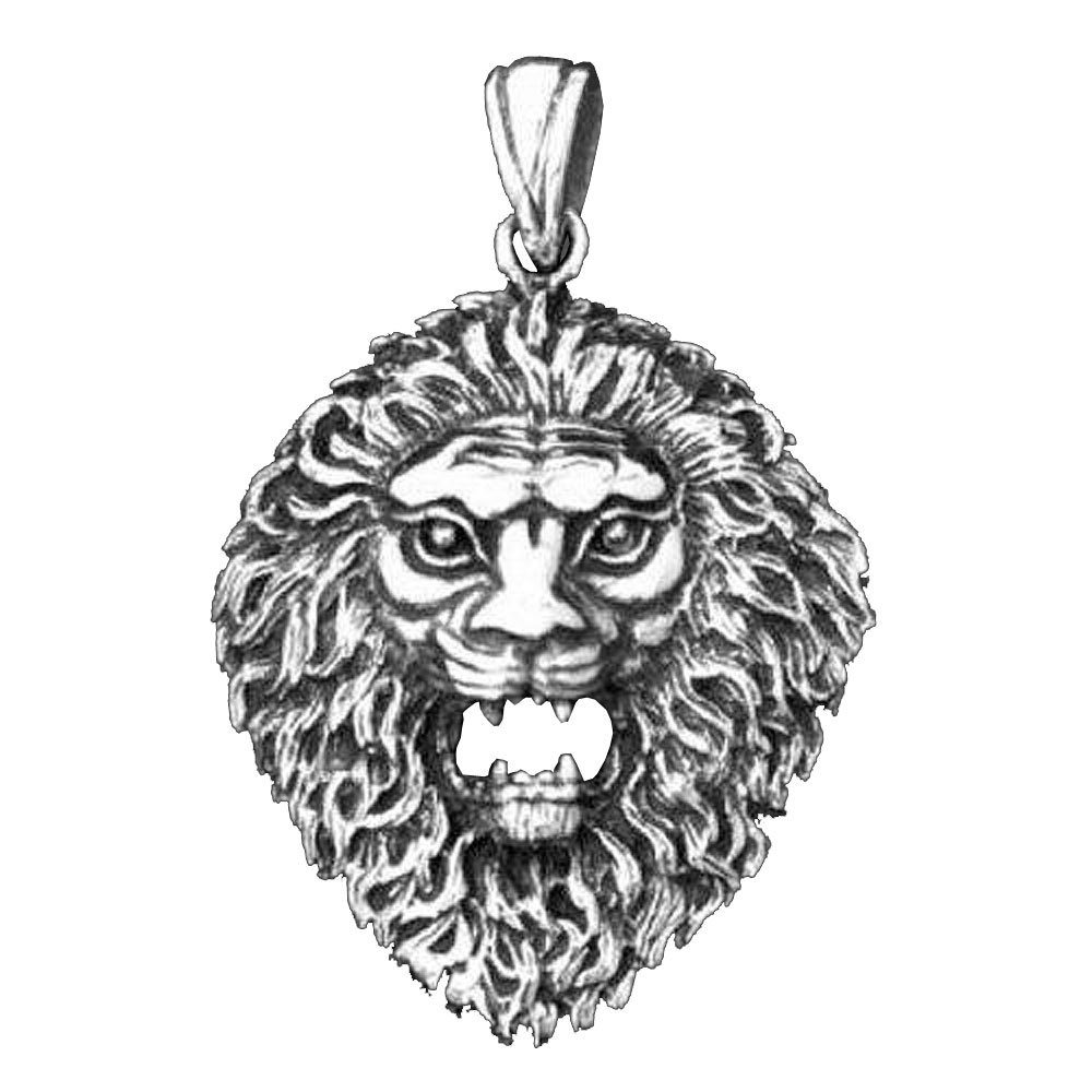 HOPLO Kettenanhänger Löwenkopf Löwe Lion Schmuck Anhänger Silber Sonstige Tiere 36x24mm (mi