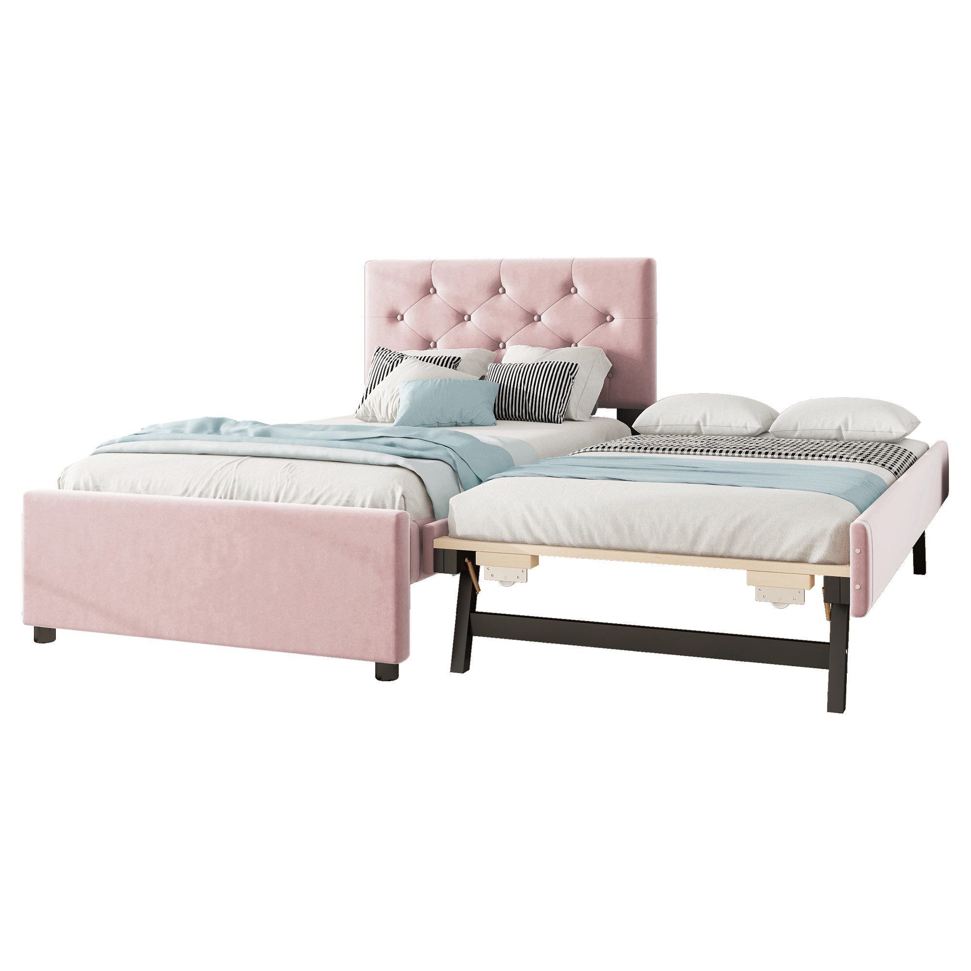 SOFTWEARY Polsterbett mit Gästebett und Lattenrost günstig online kaufen