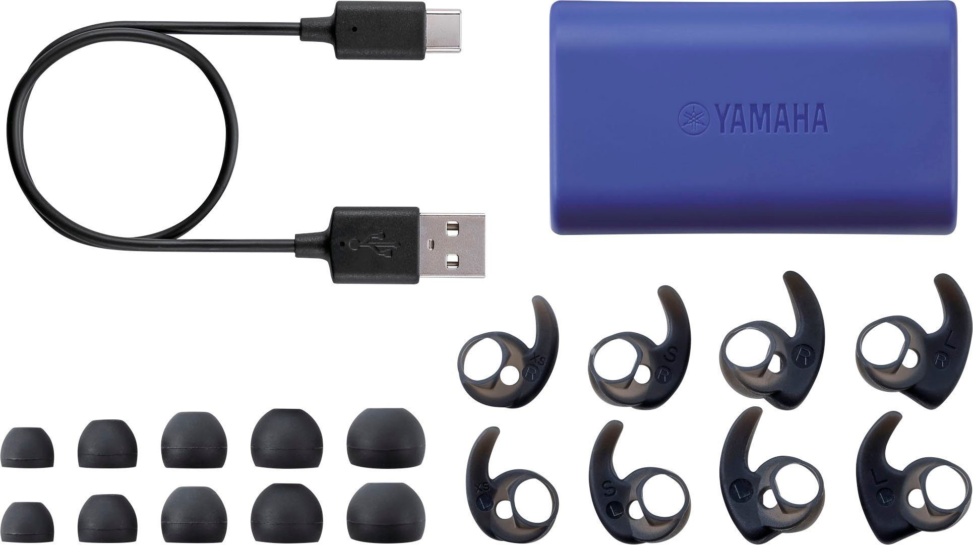 Yamaha TW-ES5A In-Ear-Kopfhörer Blau Musik, Steuerung Anrufe Bluetooth) Google Wireless, Sprachsteuerung, für True Assistant, (Freisprechfunktion, und Siri, integrierte
