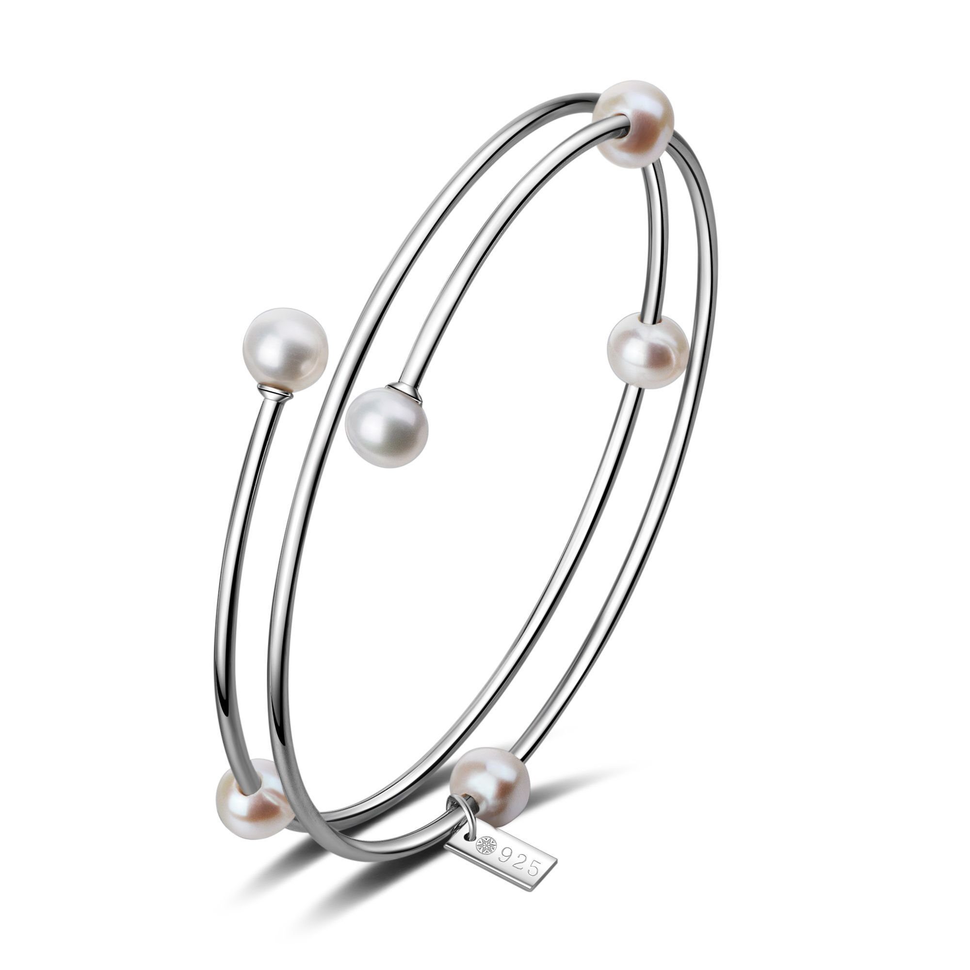 AILORIA Armband MIDORI Armreif Silber/weiße Perle, Armreif Silber/weiße Perle