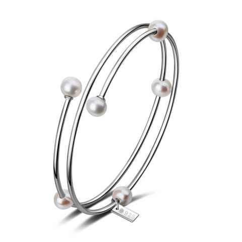 AILORIA Armband MIDORI armreif silber/weiße perle, Armreif Silber/weiße Perle