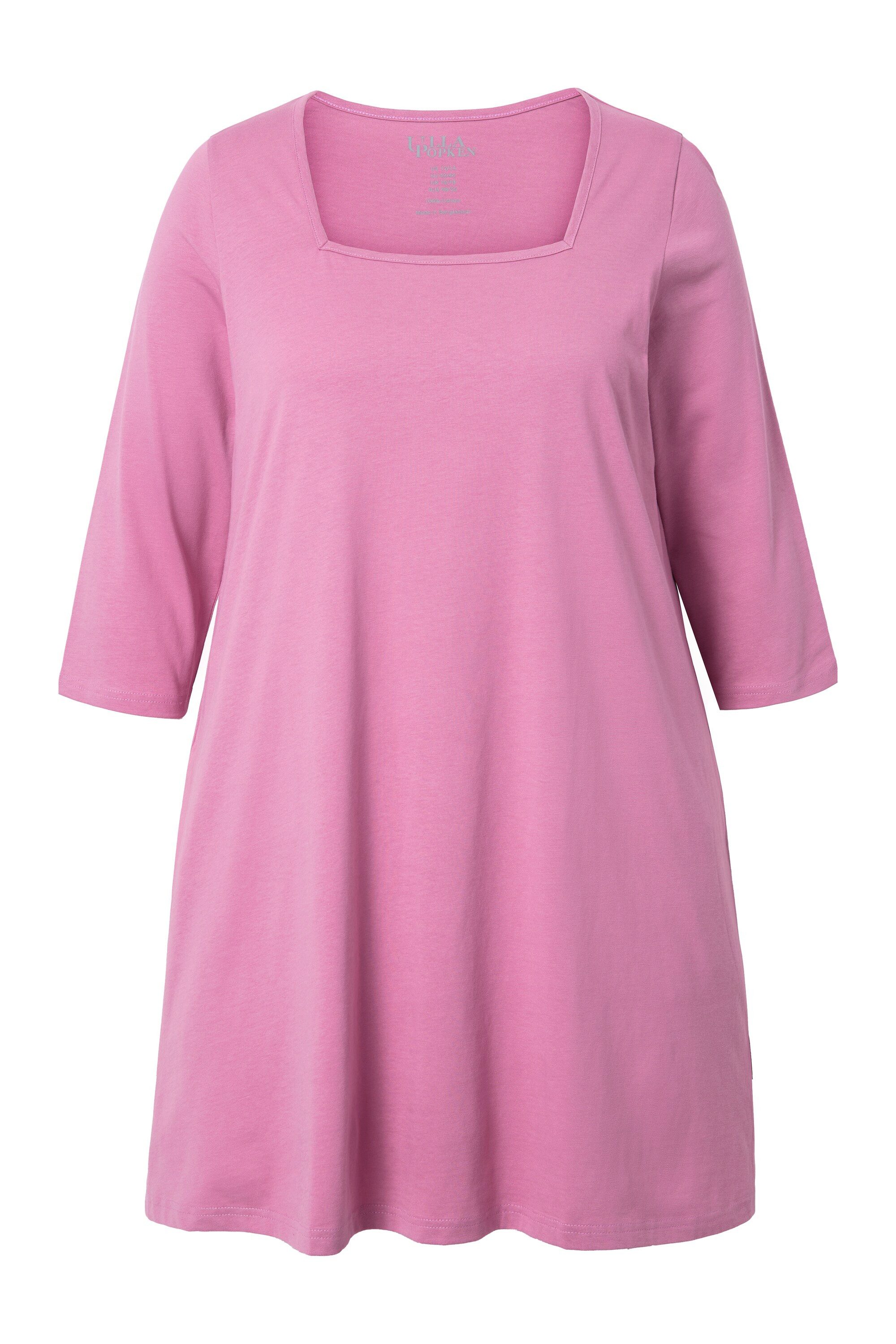 Ulla Popken Longshirt Longshirt A-Linie Carré-Ausschnitt günstig online kaufen