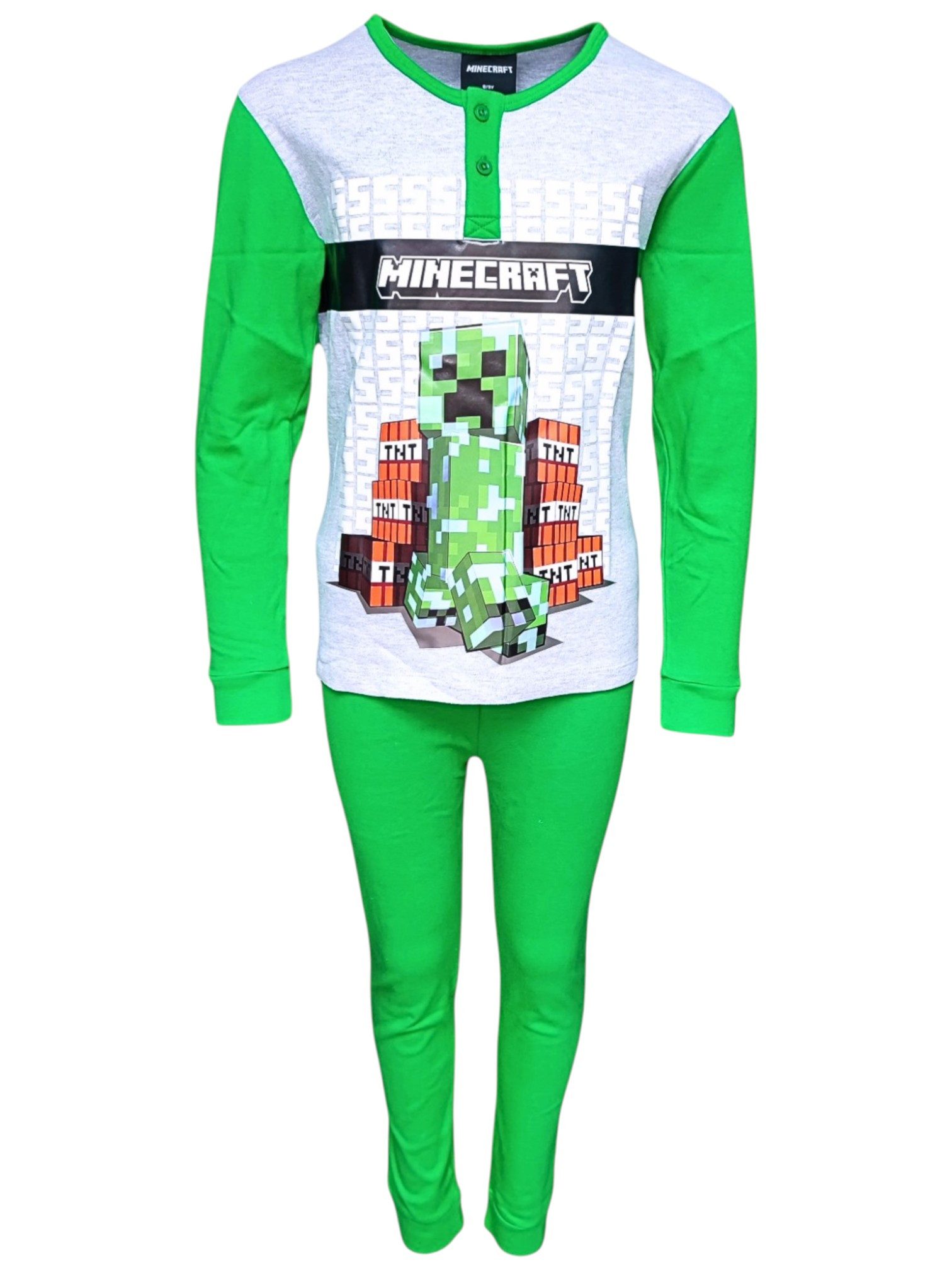 Minecraft Schlafanzug Creeper (2 tlg) Kinder Pyjama langarm Gr. 122 - 152 cm