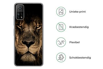 MuchoWow Handyhülle Löwe - Tiere - Schwarz - Porträt, Phone Case, Handyhülle Xiaomi Mi 10T, Silikon, Schutzhülle