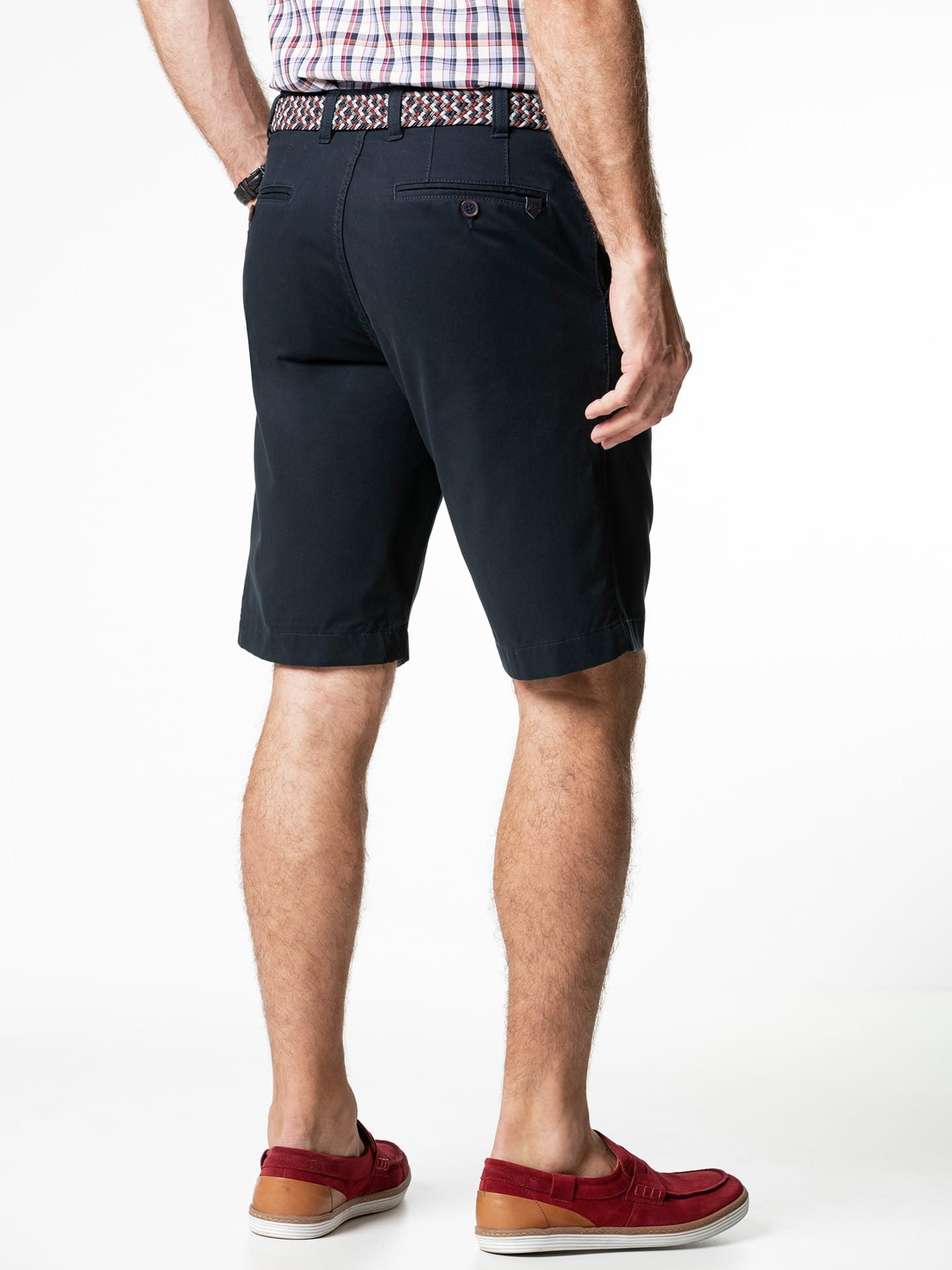 Walbusch Bermudas Herren Stretchbund Bermudas Regular Fit bügelfrei mit Flechtgürtel Comfort-Bund (ca. 6 cm Dehnreserve), Hemdenstopper, Sicherheitstasche