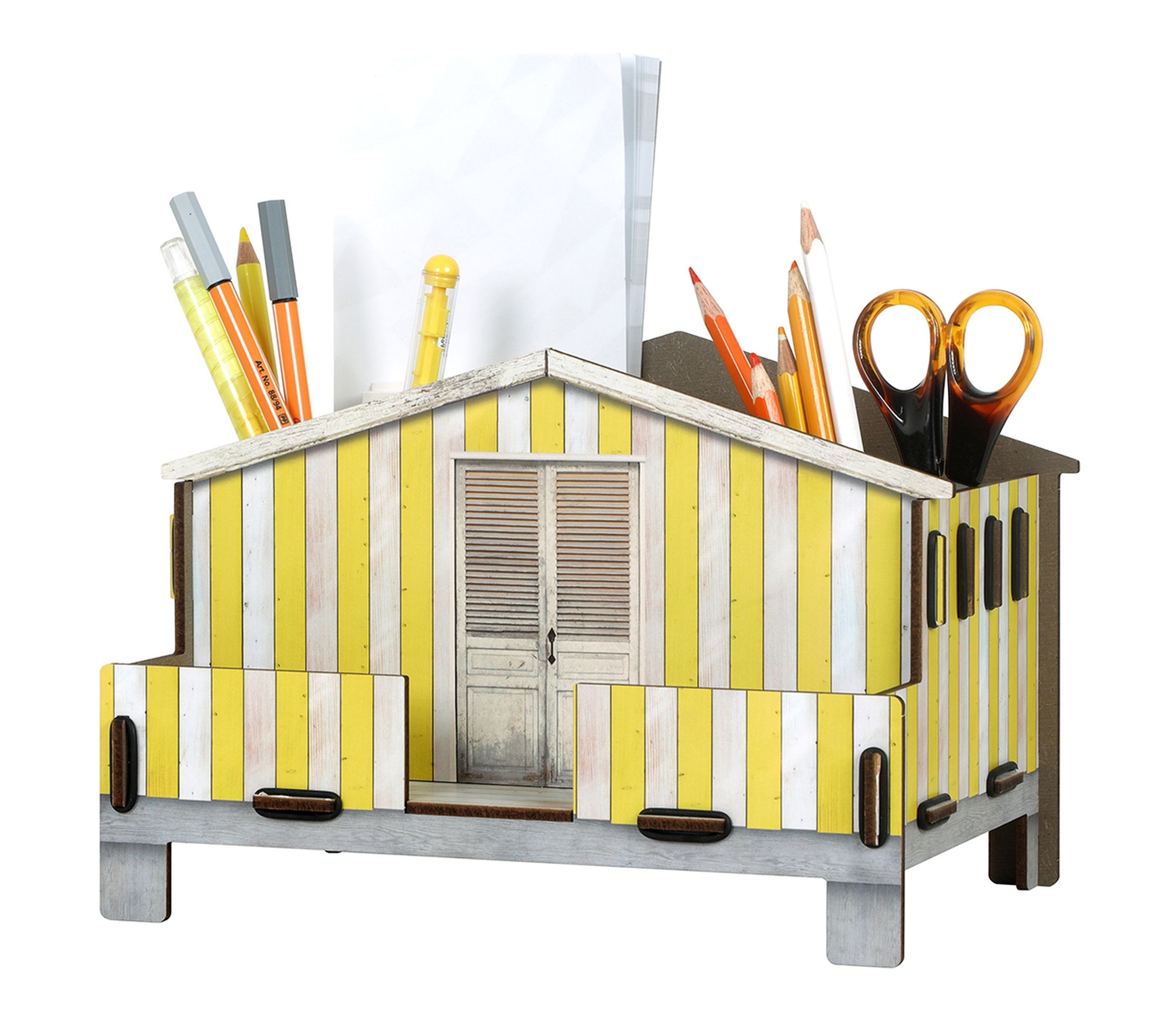 WERKHAUS® Organizer Werkhaus - Organizer "Strandhaus" Stiftebox Stiftehalter Farbe: gelb