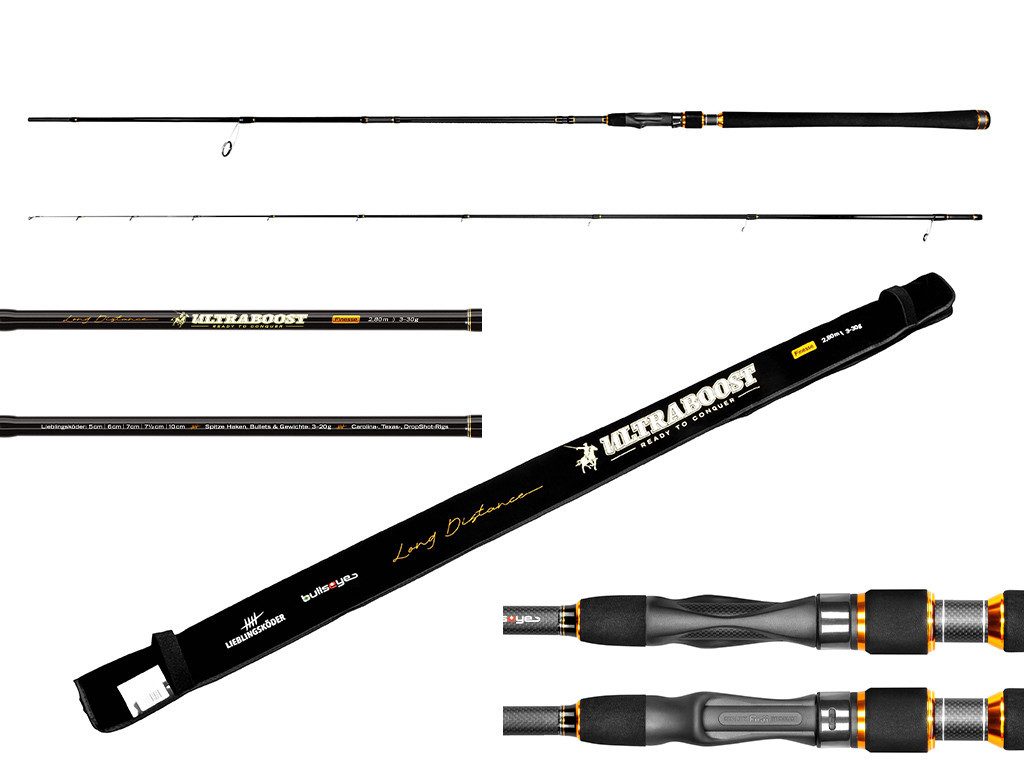 Lieblingsköder Spinnrute ULTRABOOST Finesse 2,80 m - 3 bis 30 g, (2-tlg., Lieblingsköder Rutenschutz), Geeignet für kleine SpinMads, Gummifische und sämtliche Finesse-Rigs