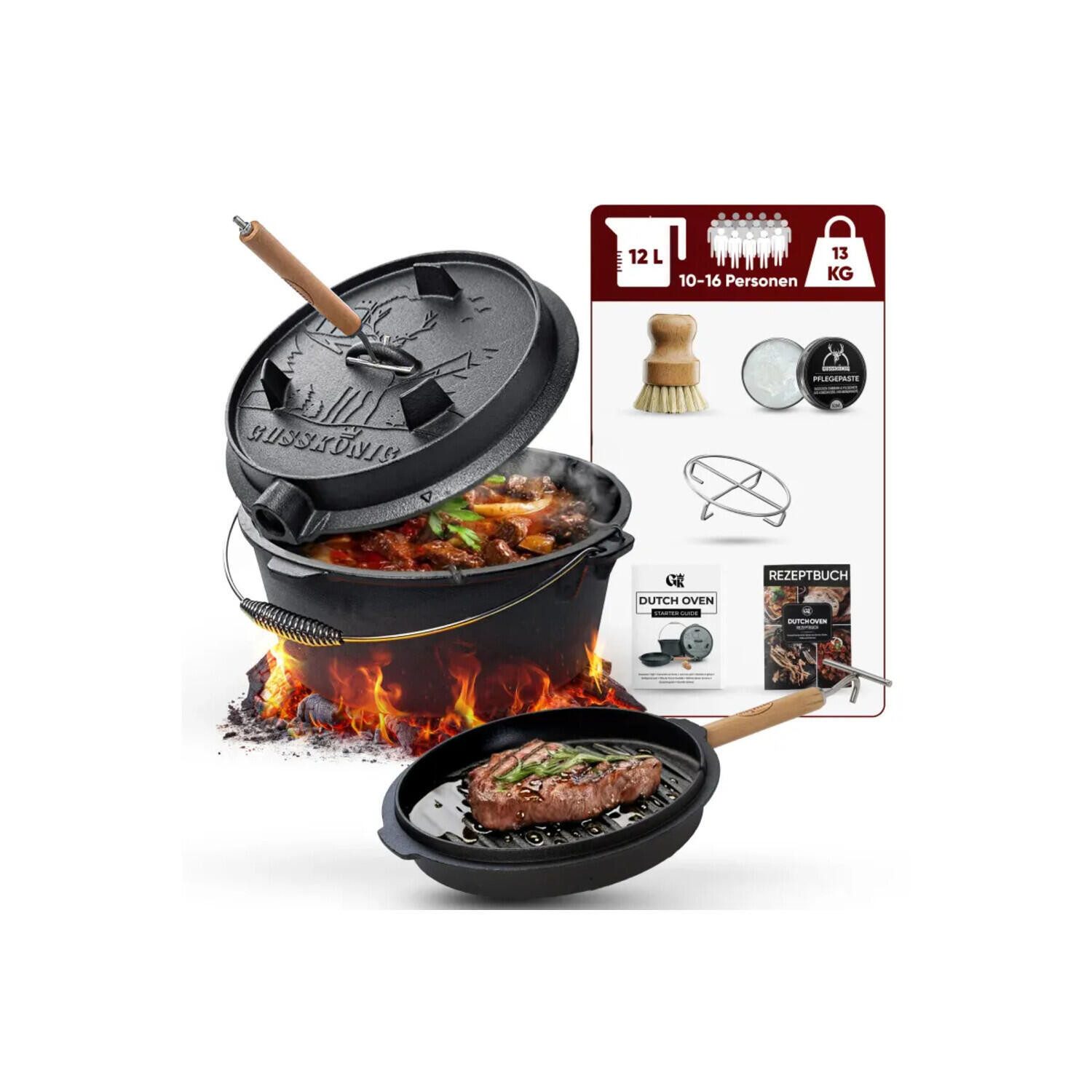 GUSSKÖNIG Bräter Dutch Oven Set 12L ohne Füße