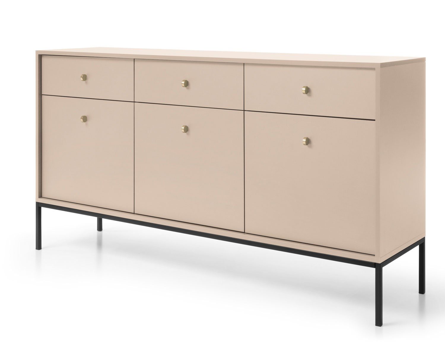 Feldmann-Wohnen Sideboard Mono (Mono, 1 St., Sideboard), 153x39x83cm beige 3-türig