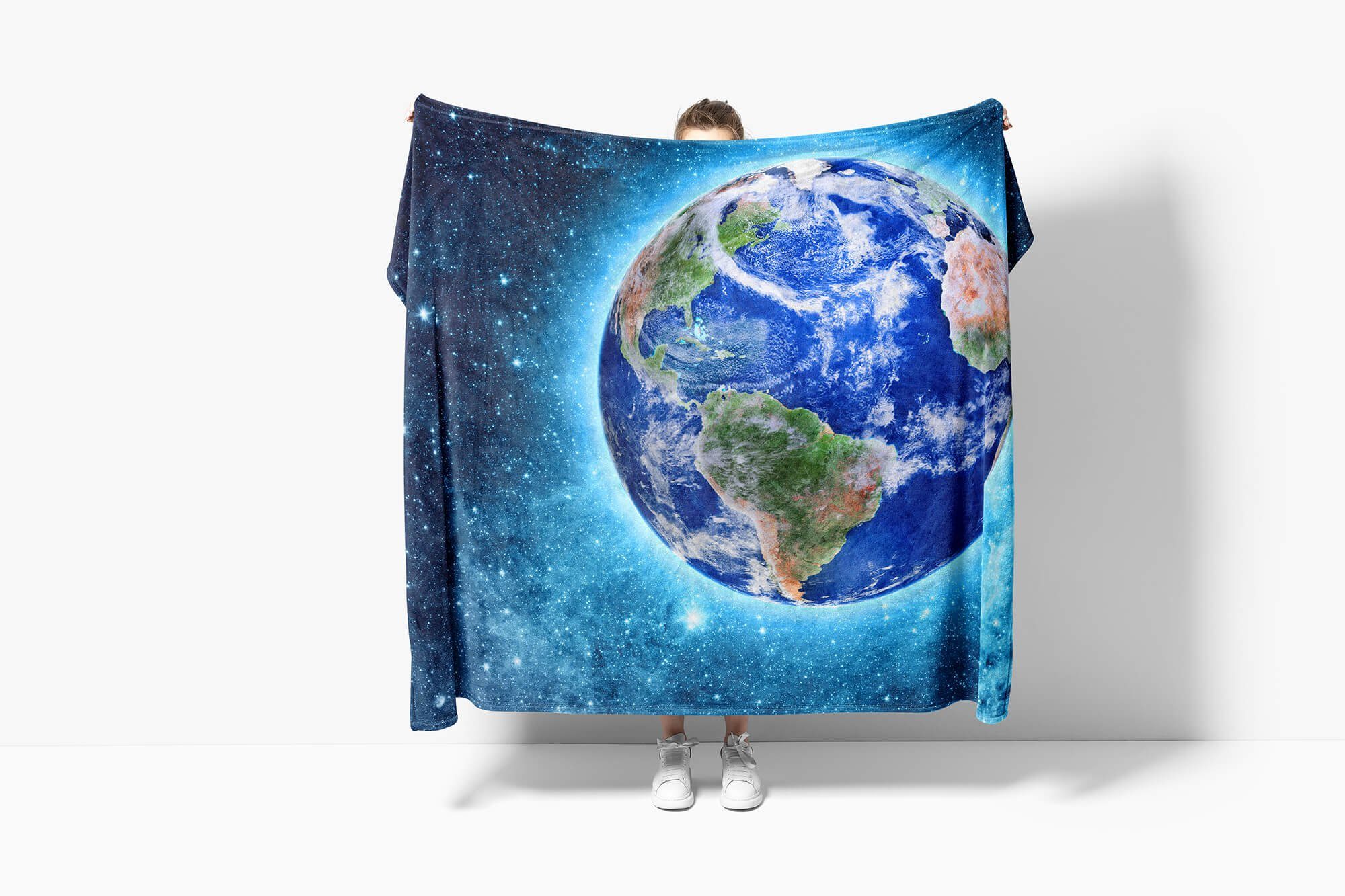 Handtücher Handtuch Strandhandtuch Saunatuch Kuscheldecke mit Fotomotiv Erde Planet Weltal, Baumwolle-Polyester-Mix (1-St), Handtuch