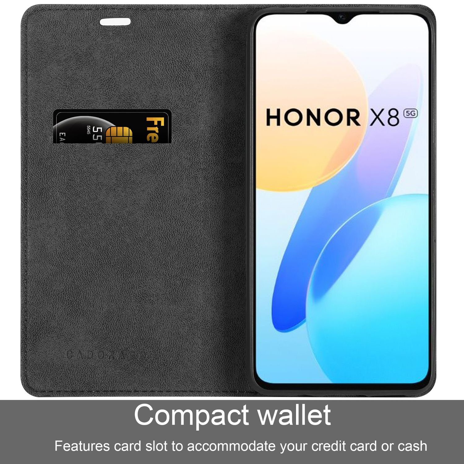 Cadorabo Handyhülle für Honor X8 5G Hülle Honor X8 5G, Hülle Schutzhülle mit Standfunktion, Magnetverschluss und Kartenfach