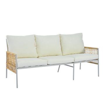 Merax Gartenlounge-Set für 7 Personen, (5-tlg., 1 3-Sitzer, 1 2-Sitzer, 2 Sessel, 1 Couchtisch), Gartenmöbel Set mit Stahlrahmen, Rope Lounge, Balkonset