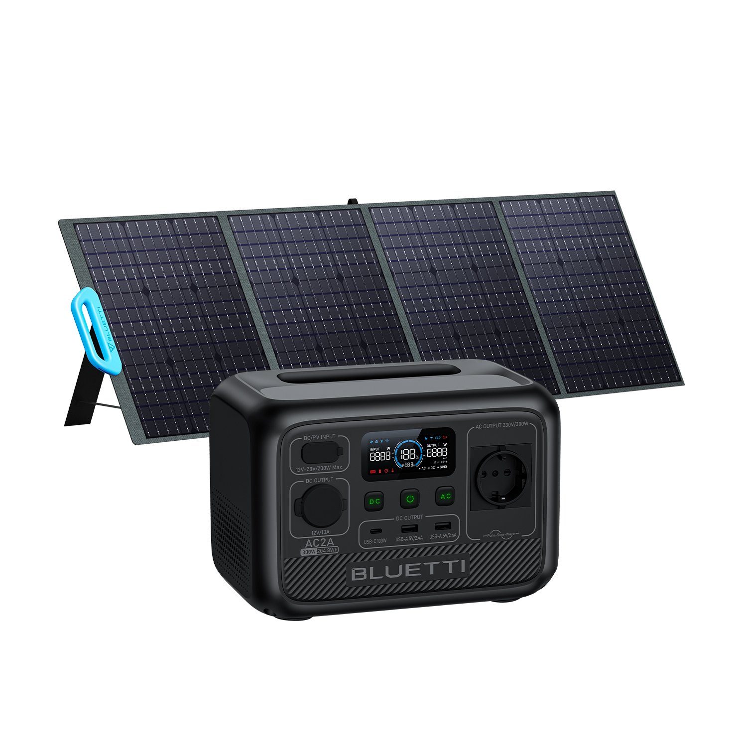 BLUETTI Stromerzeuger AC2A Tragbarer Power Generator mit Solarpanel