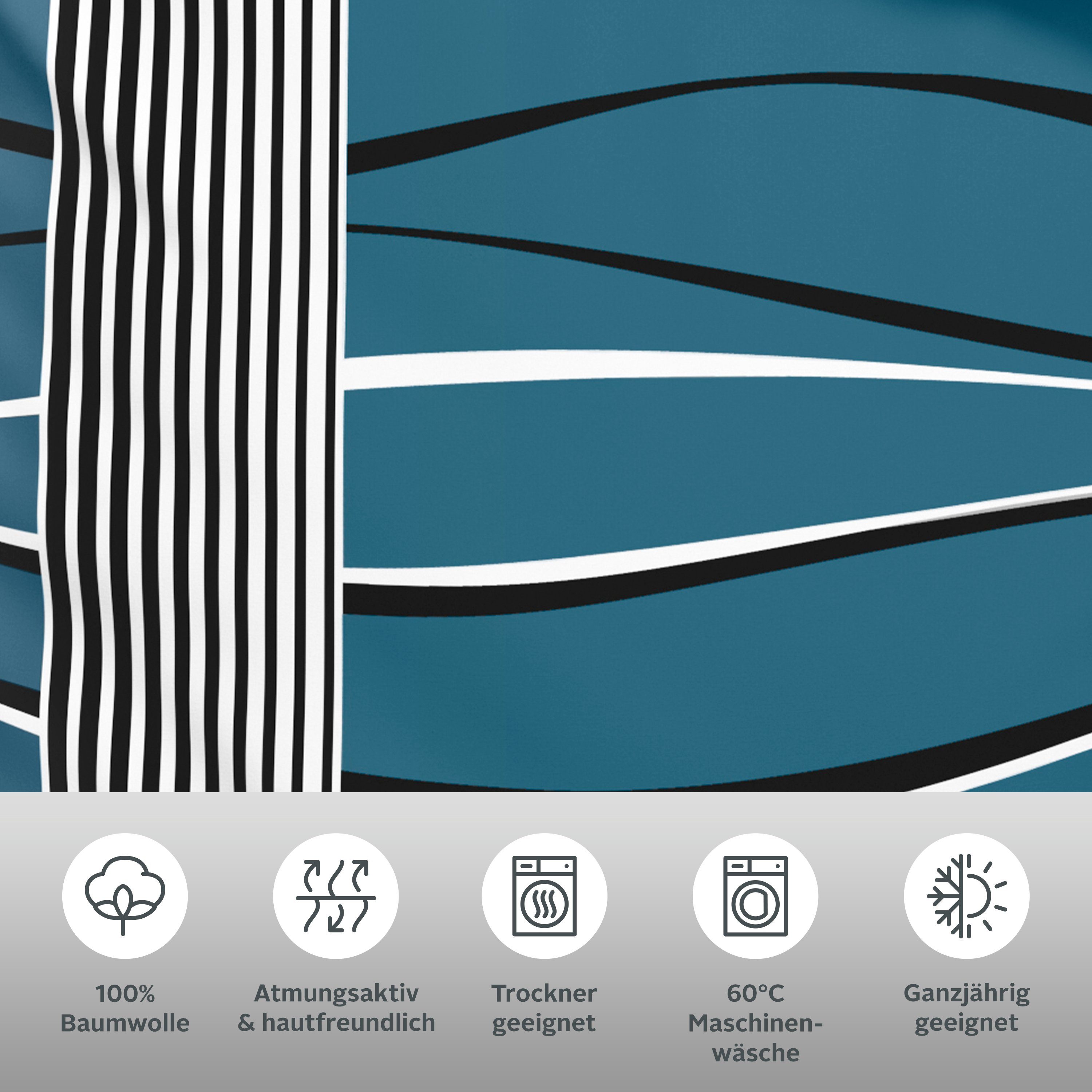 OTTO home Bettwäsche Renu in Gr. 135x200 oder 155x220 cm, Linon, 2 teilig, Bettwäsche aus Baumwolle, grafische Bettwäsche mit Wellen-Design