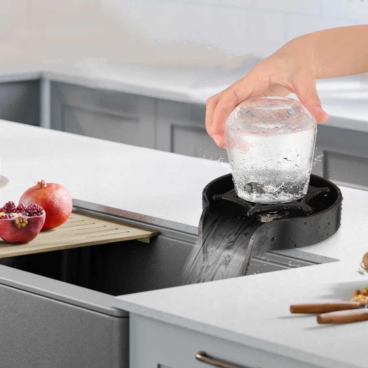 WILGOON Waschtischarmatur Edelstahl Glasspüler Automatische Tassenreiniger Wasserhahn Glasspüler mit 40cm Schlauch, Glass Rinser für Hotel Bar Bierglas Kaffee