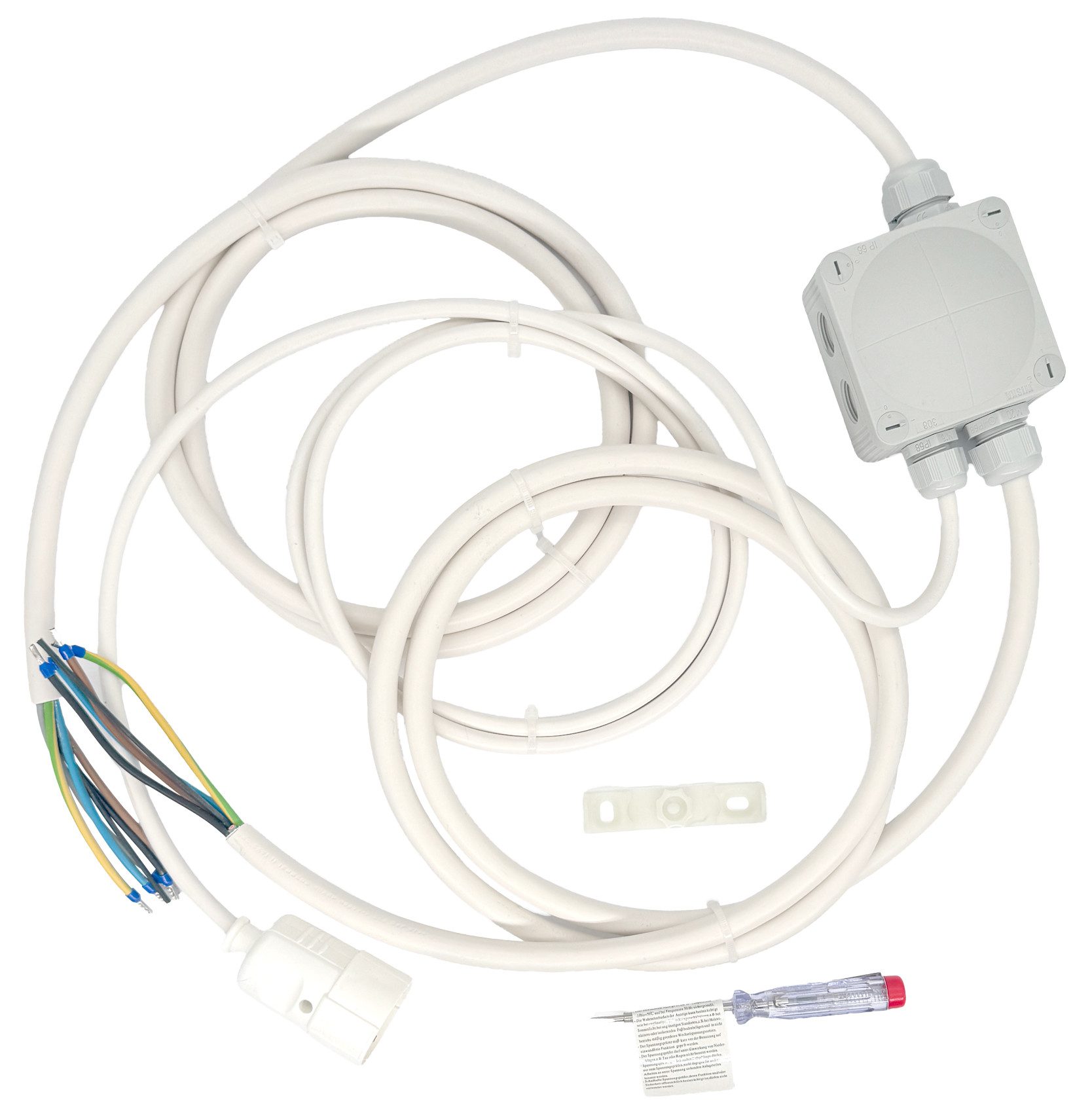 WELDINGER Küchenanschlussbox-Set, Splitter-Box mit 1/2/3/5/10m Kabel Elektroherd-Zuleitung, Küchenanschlussbox als Stromverteiler