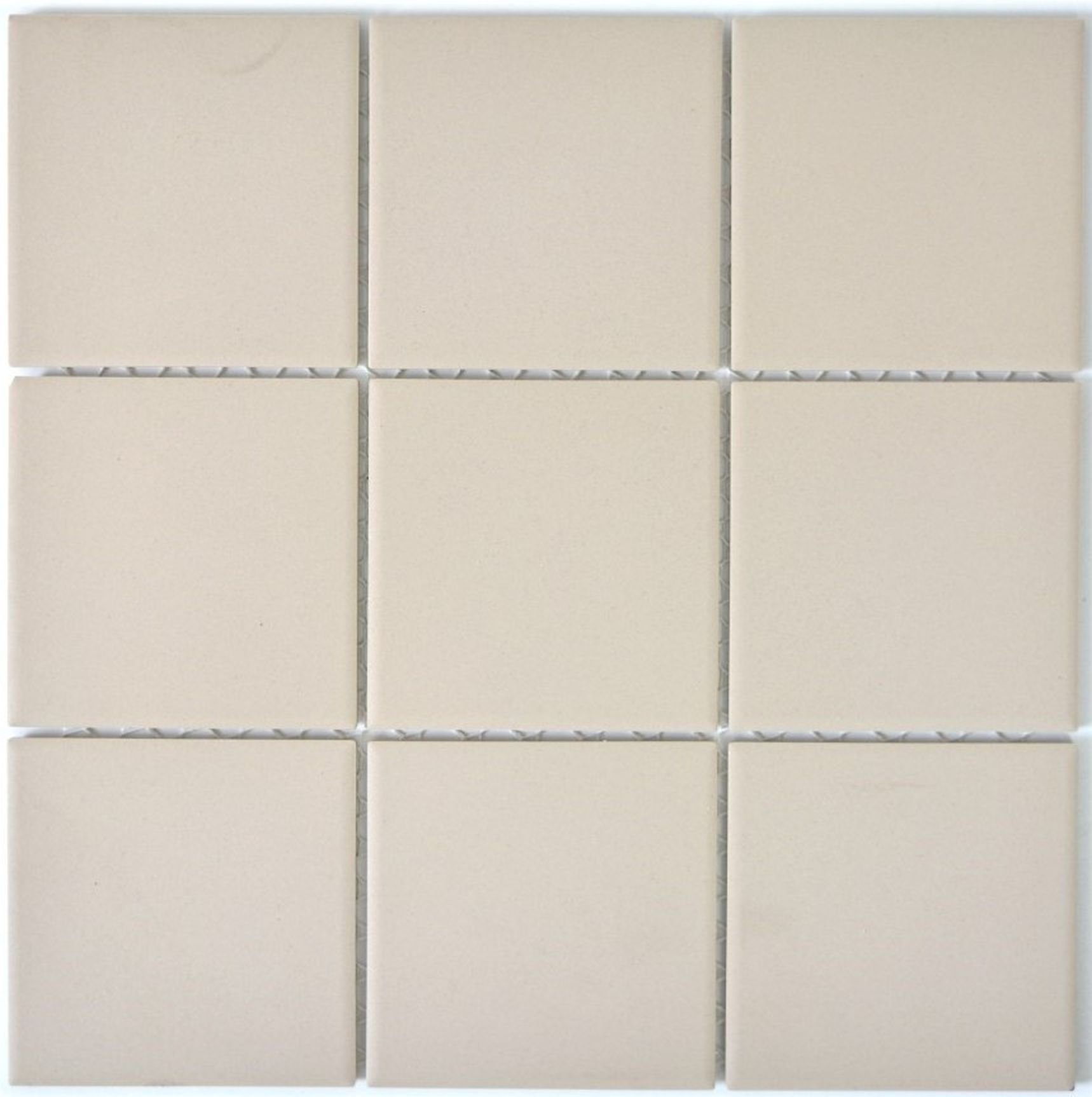 Mosani Mosaikfliesen Quadratisches Keramik unglasiert Mosaik hellbeige matt / 10 Matten