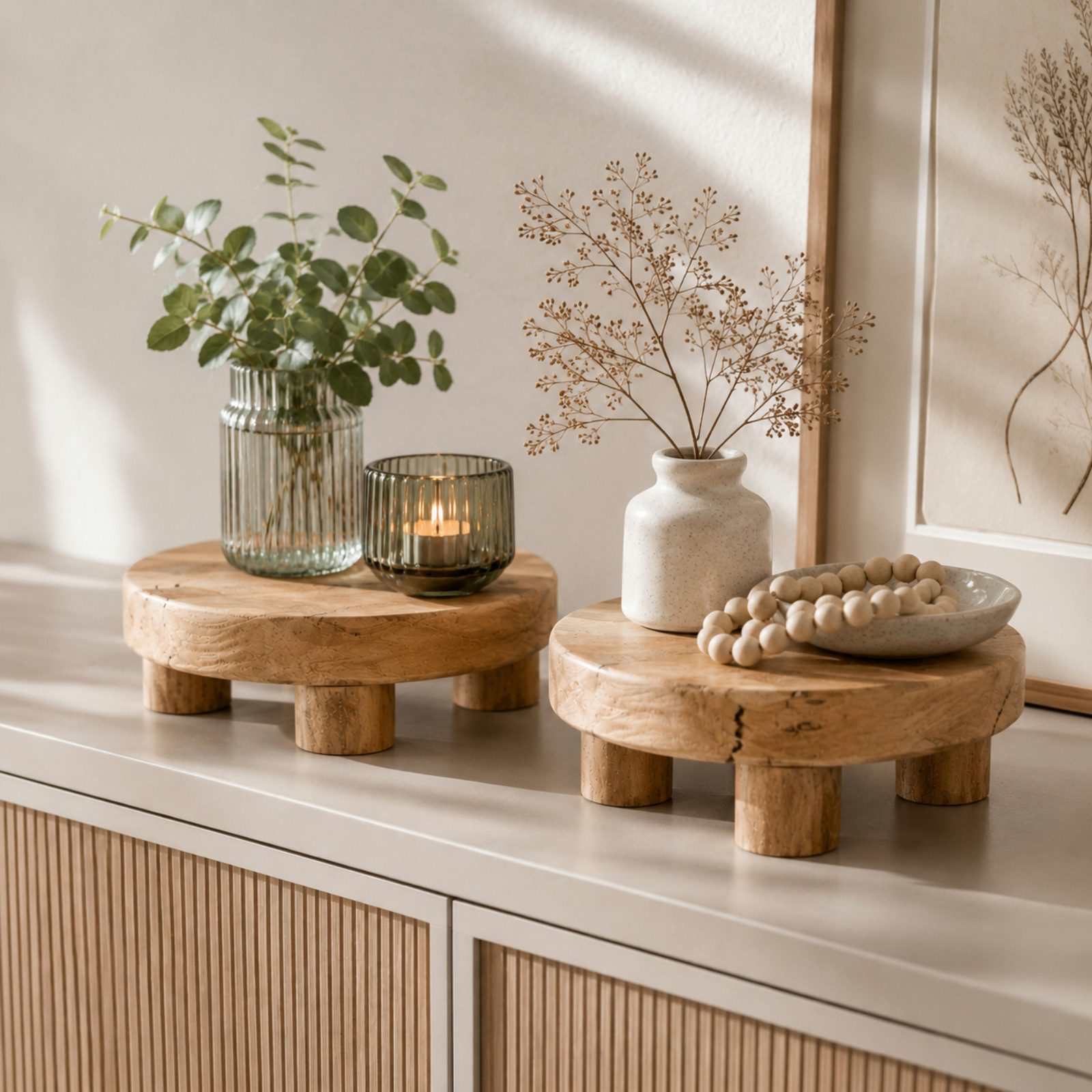 Koopman Blumenhocker Podest Teakholz Miniatur 20x7cm Unikate 2er Set (Set, 2 St., Packung), 2 Stk, Teak, Naturprodukt, Braun, Vierbeiner