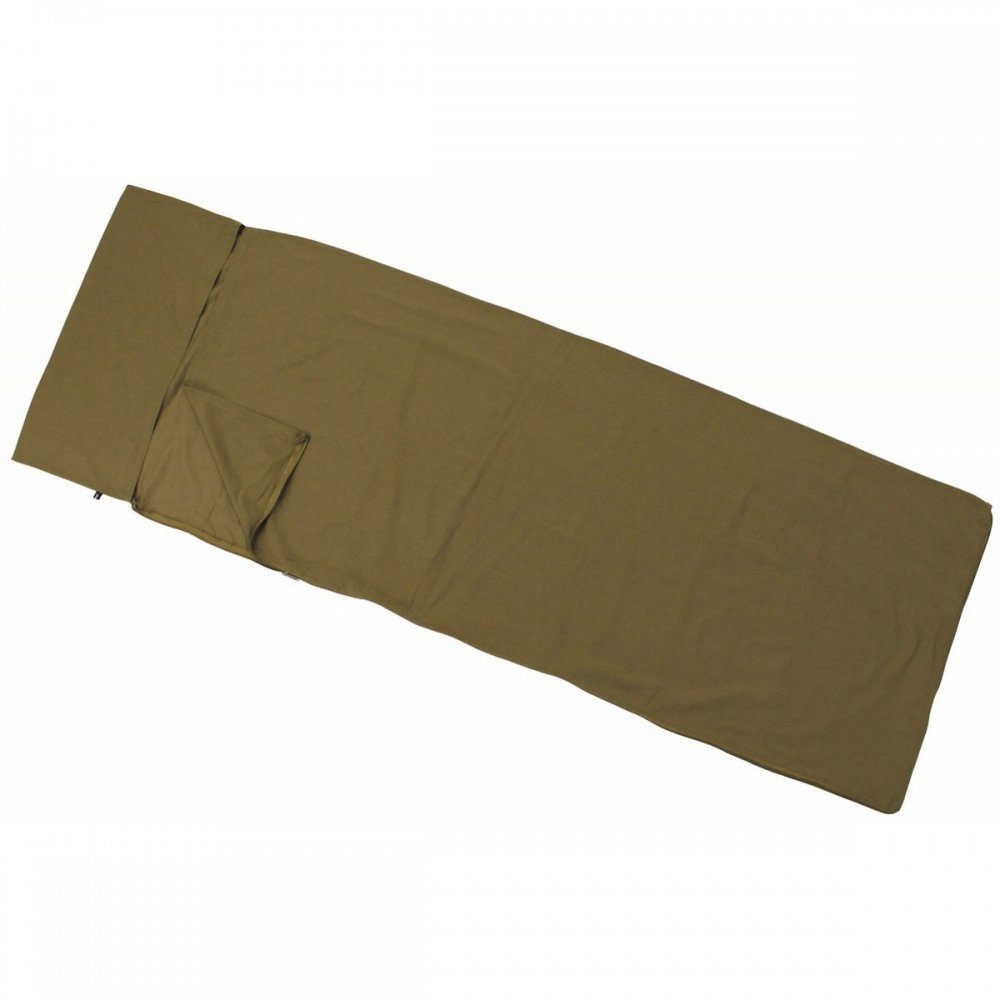 FoxOutdoor Hüttenschlafsack Hüttenschlafsack, "Lusen", coyote, Baumwolle, 210 x 70 cm (Packung), integriertes Kissenfach