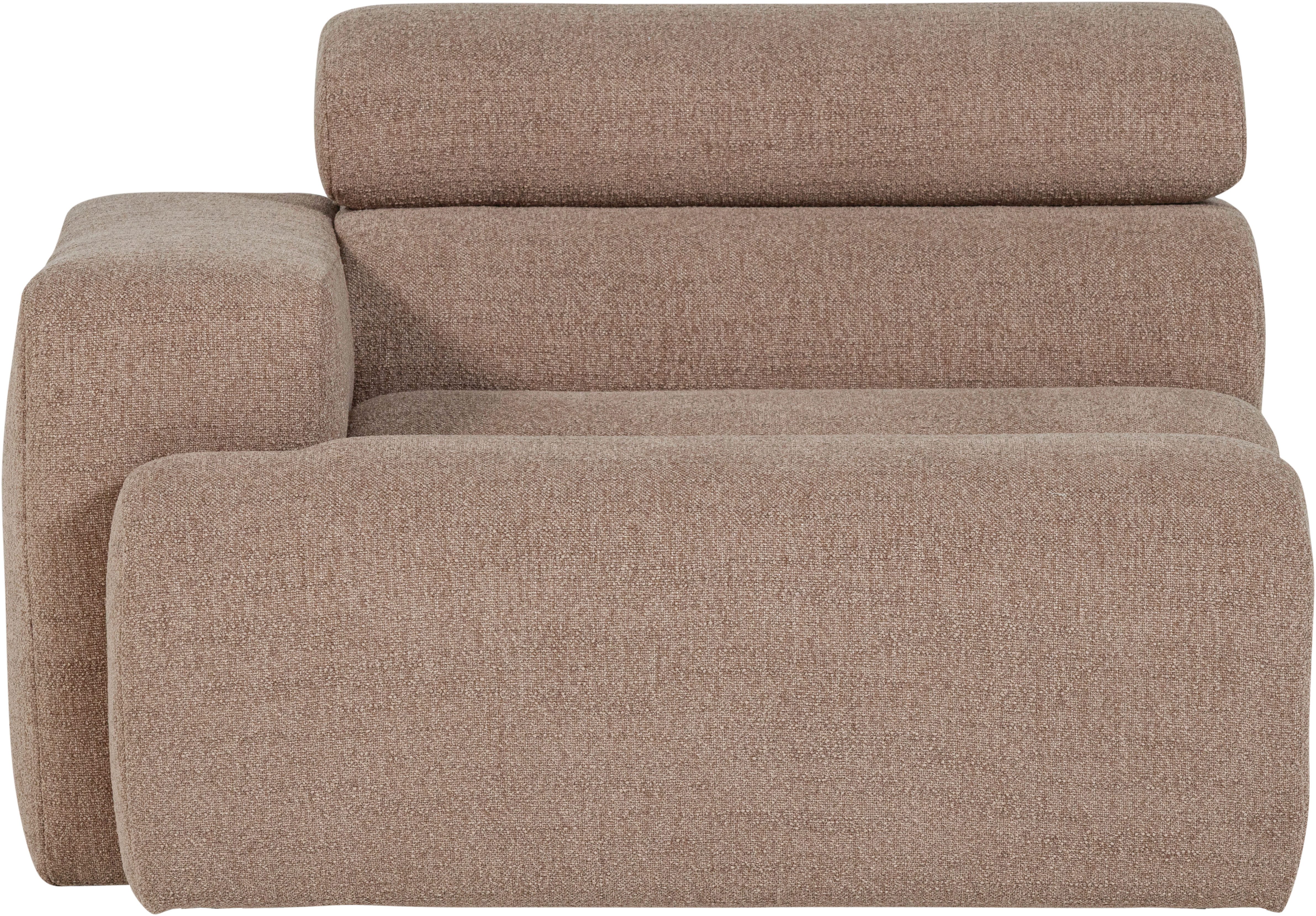 WOOOD Sessel Novi mit Bezug und verstellbarer Nackenstütze B 109 x T 113 x H 86 cm, Tragkraft 120 kg, Kliksystem für Elementen-Kombination, Rilo-Bouclé