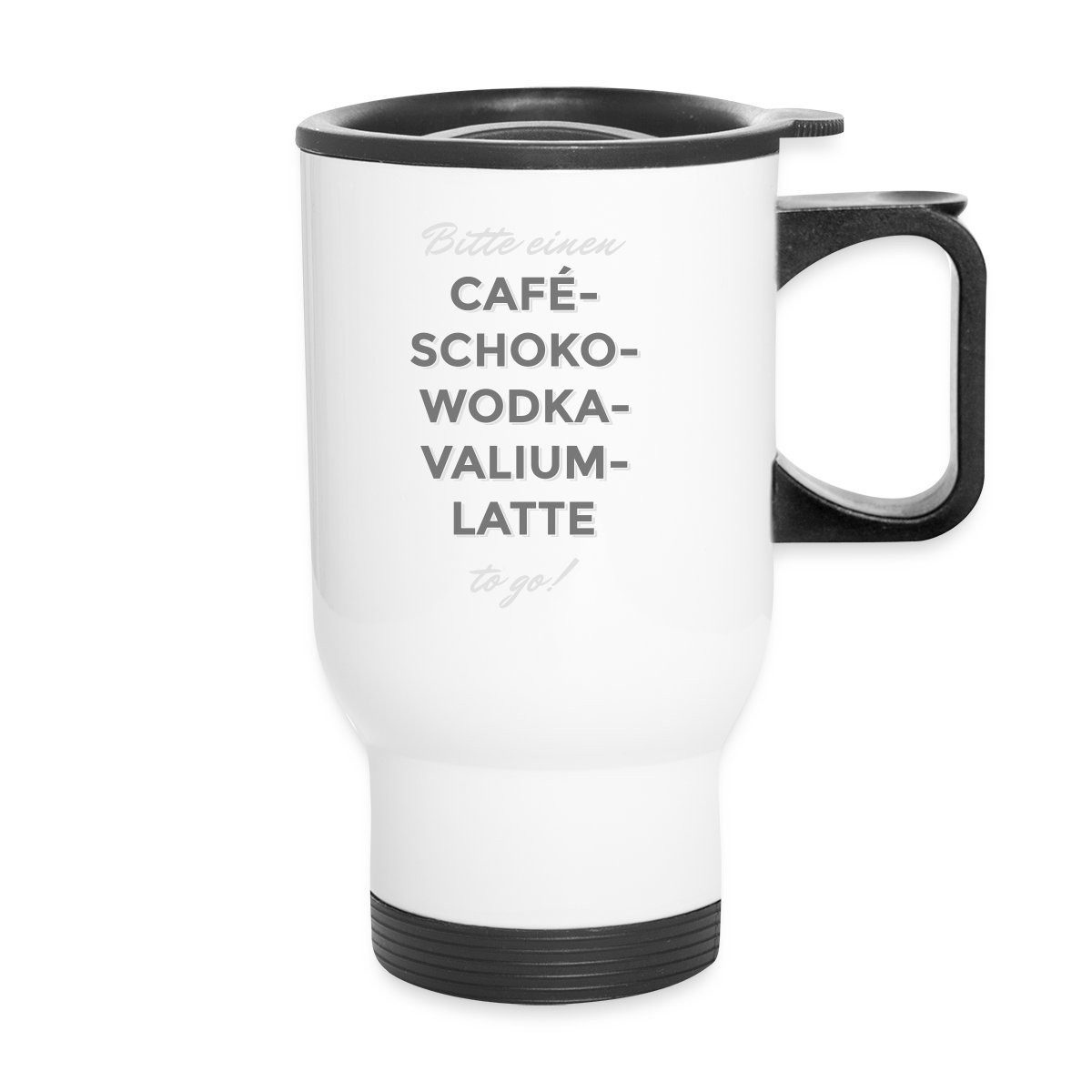 Spreadshirt Tasse Bitte Einen Café-Schoko-Wodka to go Witzig Spruch Thermobecher mit Hen, Edelstahl