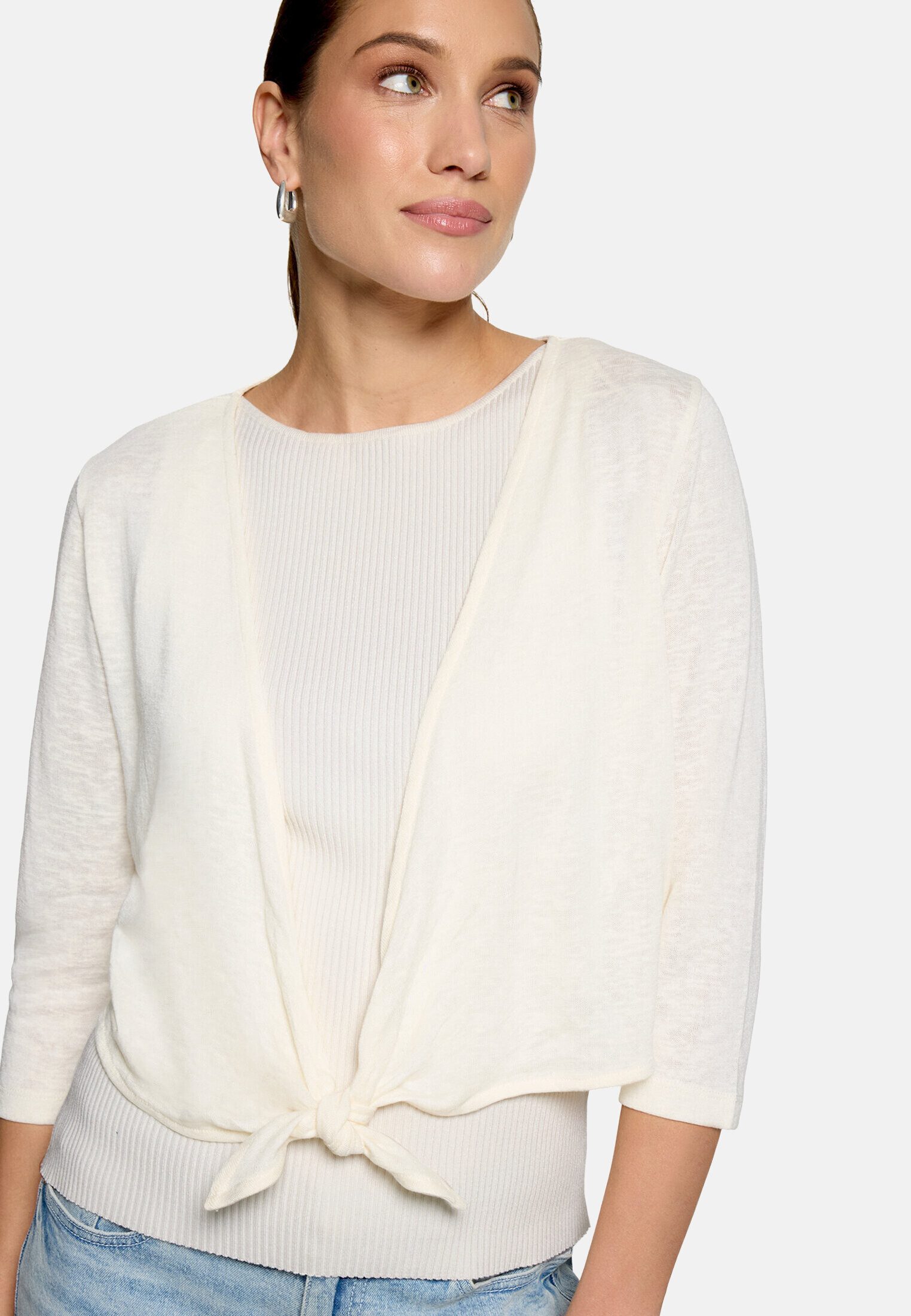 Zero Sweatjacke Damen mit 3/4 Arm Wickel-Design