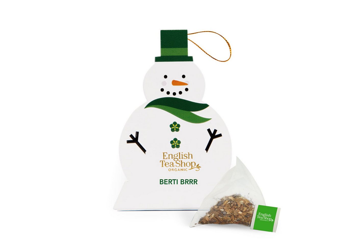 English Tea Shop Tee ETS - Schneemann "Berti Brrr", BIO-Tee, 1 Pyramidenbeutel, milder Rooibos mit Erdbeernote und Gewürzen